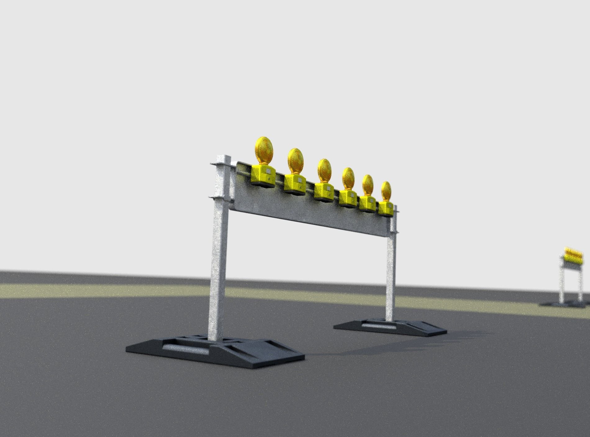 Construction Barrier 5 with warning lights 600-35 250x2000mm Low-poly 3D model_20