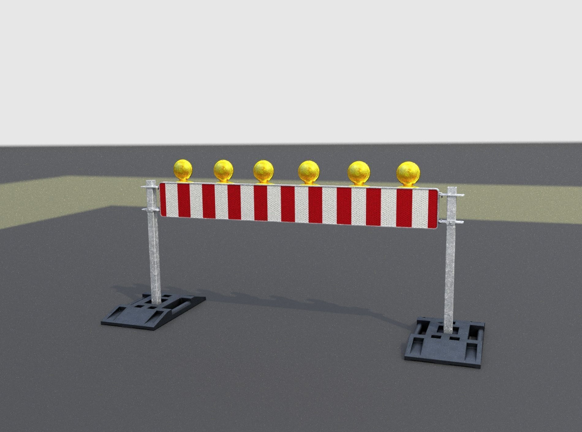 Construction Barrier 5 with warning lights 600-35 250x2000mm Low-poly 3D model_3