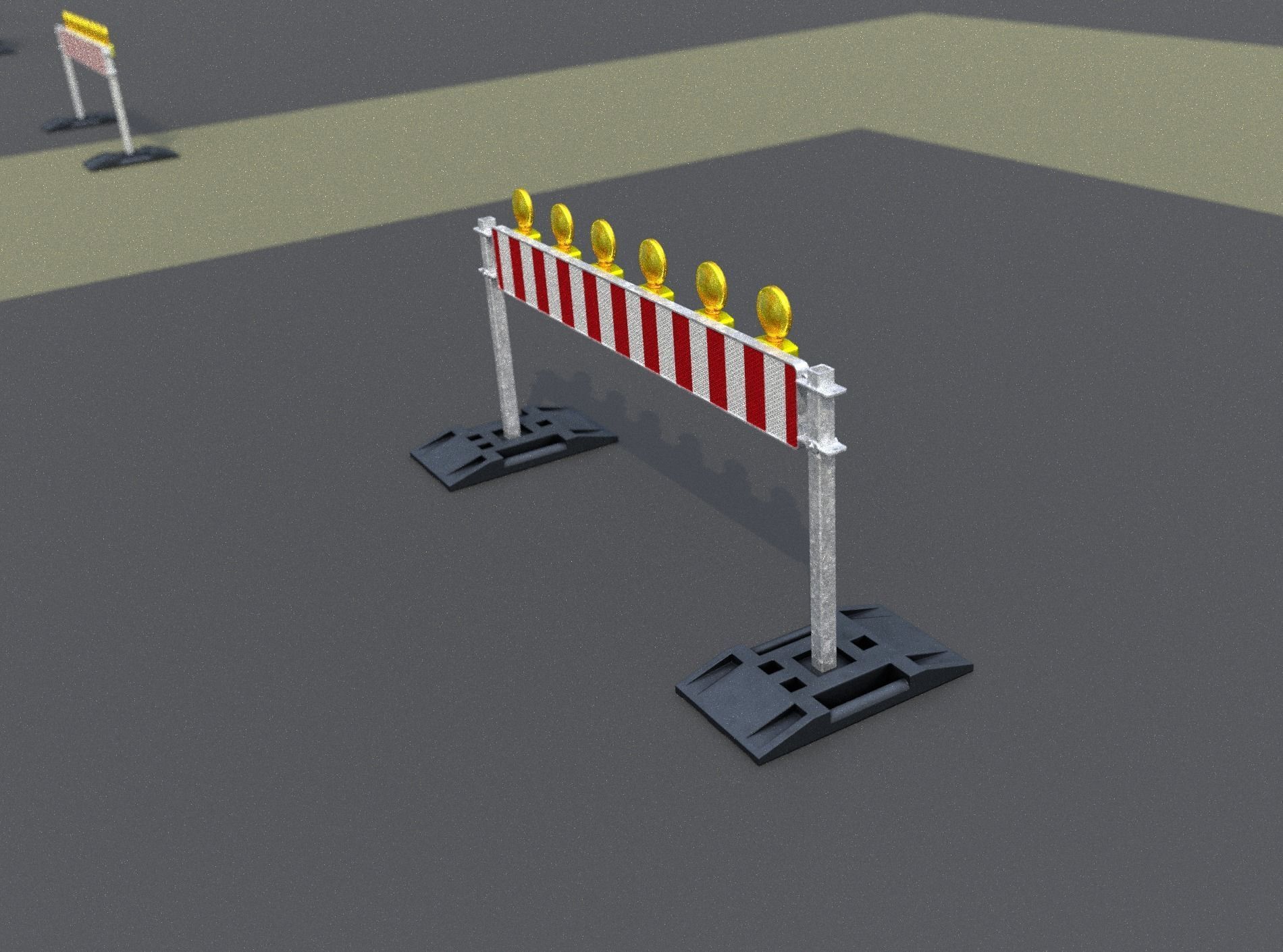 Construction Barrier 5 with warning lights 600-35 250x2000mm Low-poly 3D model_12