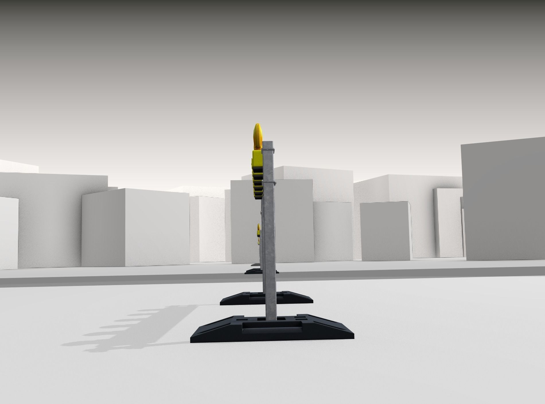 Construction Barrier 5 with warning lights 600-35 250x2000mm Low-poly 3D model_35