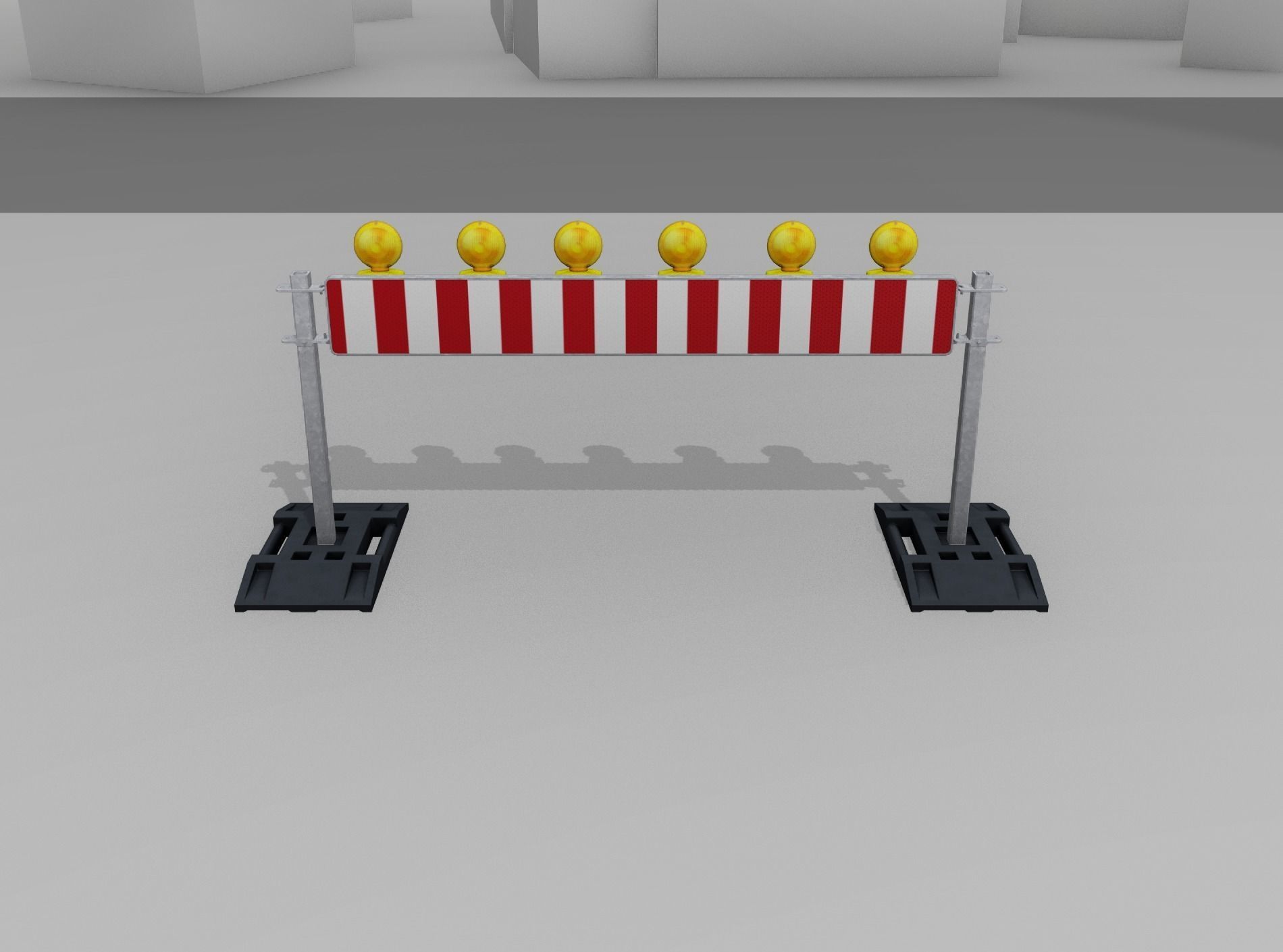 Construction Barrier 5 with warning lights 600-35 250x2000mm Low-poly 3D model_5