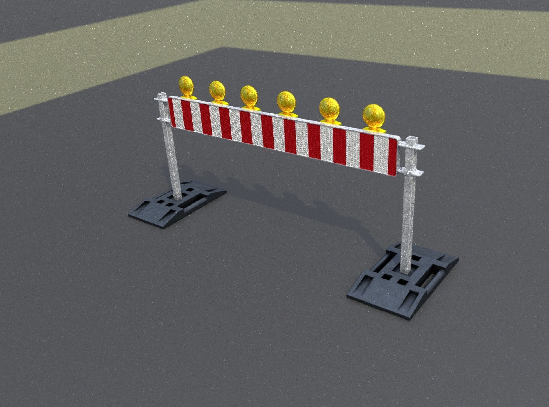 Construction Barrier 5 with warning lights 600-35 250x2000mm Low-poly 3D model_10