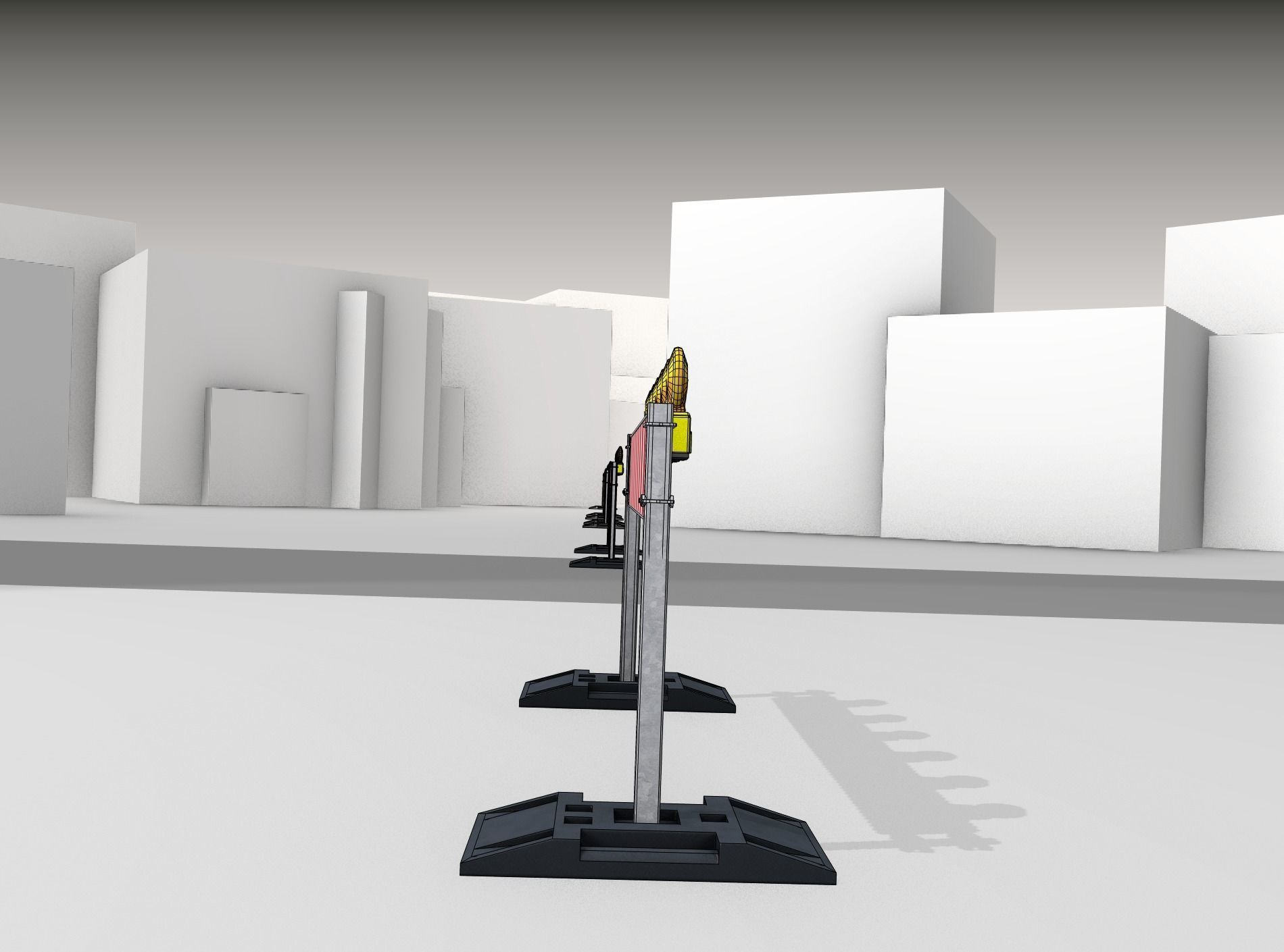 Construction Barrier 5 with warning lights 600-35 250x2000mm Low-poly 3D model_15