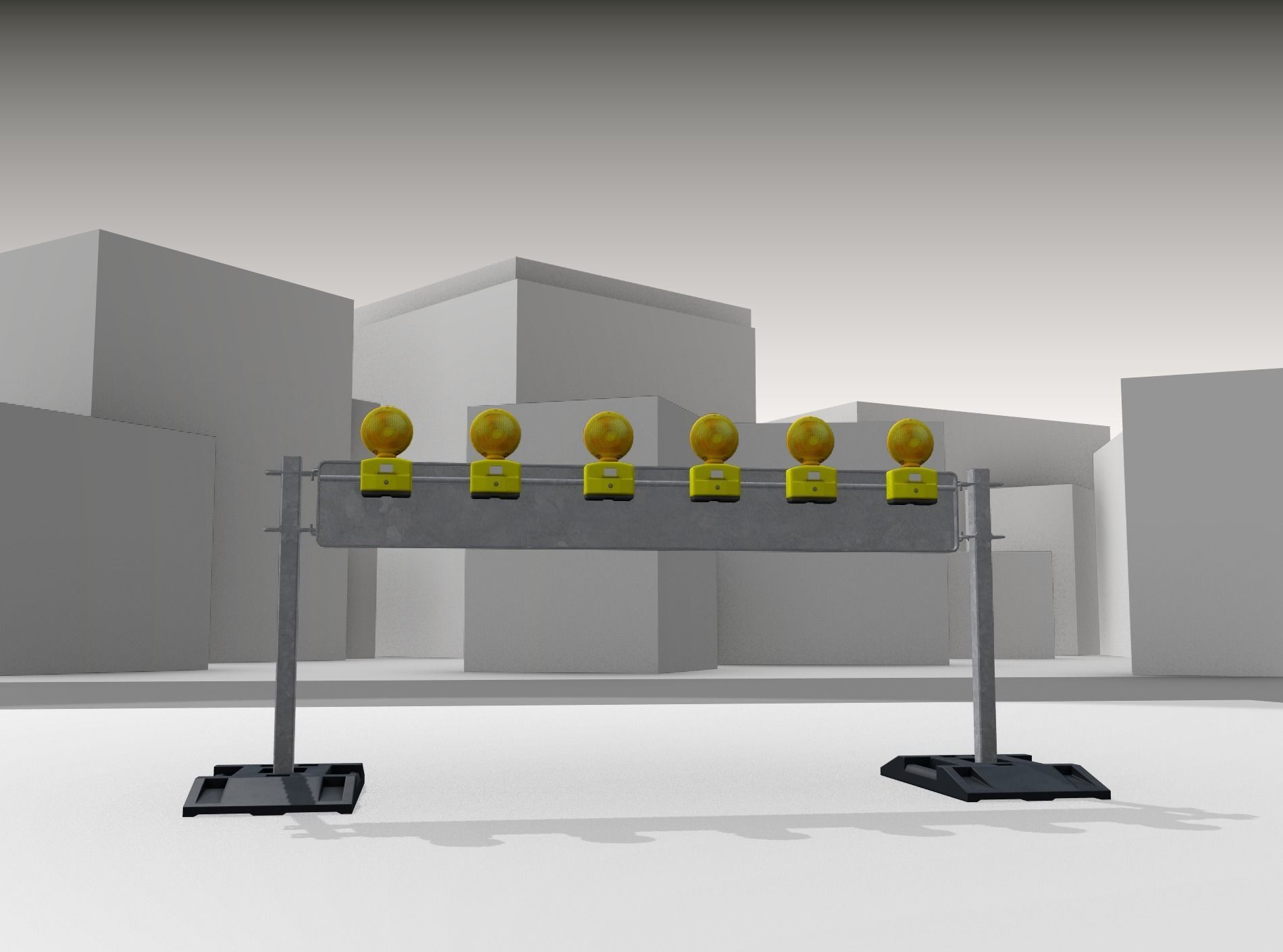 Construction Barrier 5 with warning lights 600-35 250x2000mm Low-poly 3D model_25