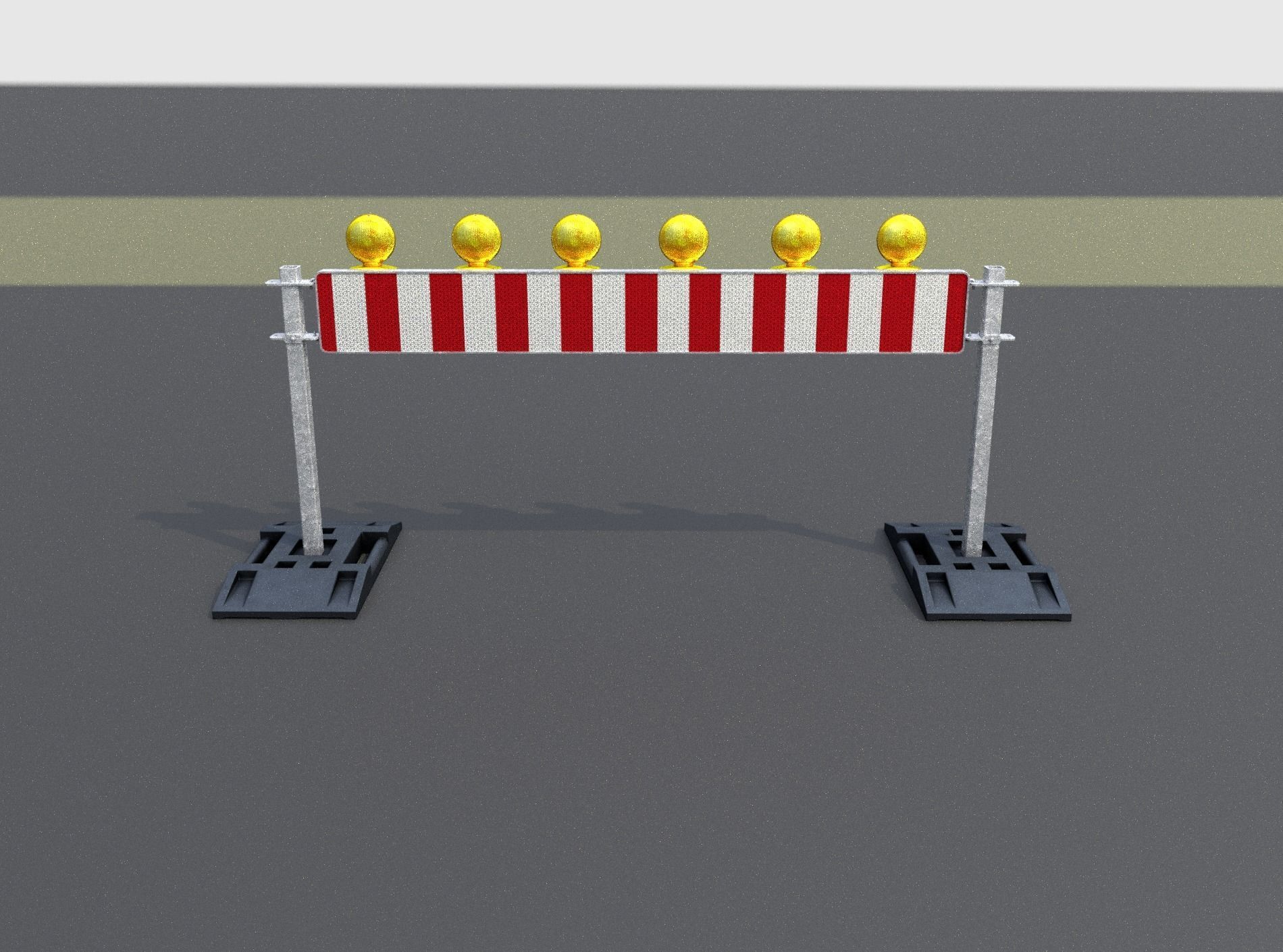 Construction Barrier 5 with warning lights 600-35 250x2000mm Low-poly 3D model_6