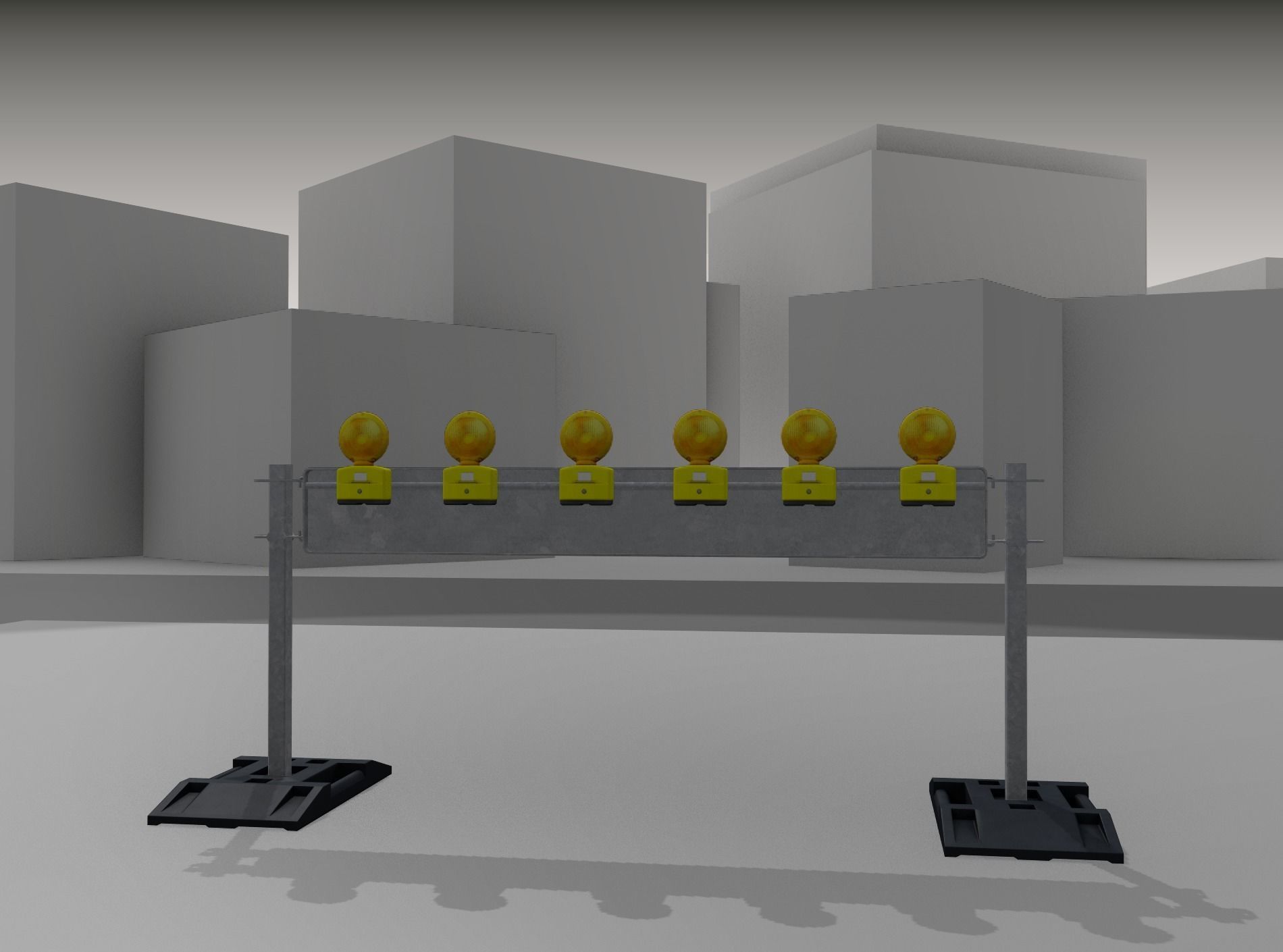 Construction Barrier 5 with warning lights 600-35 250x2000mm Low-poly 3D model_27