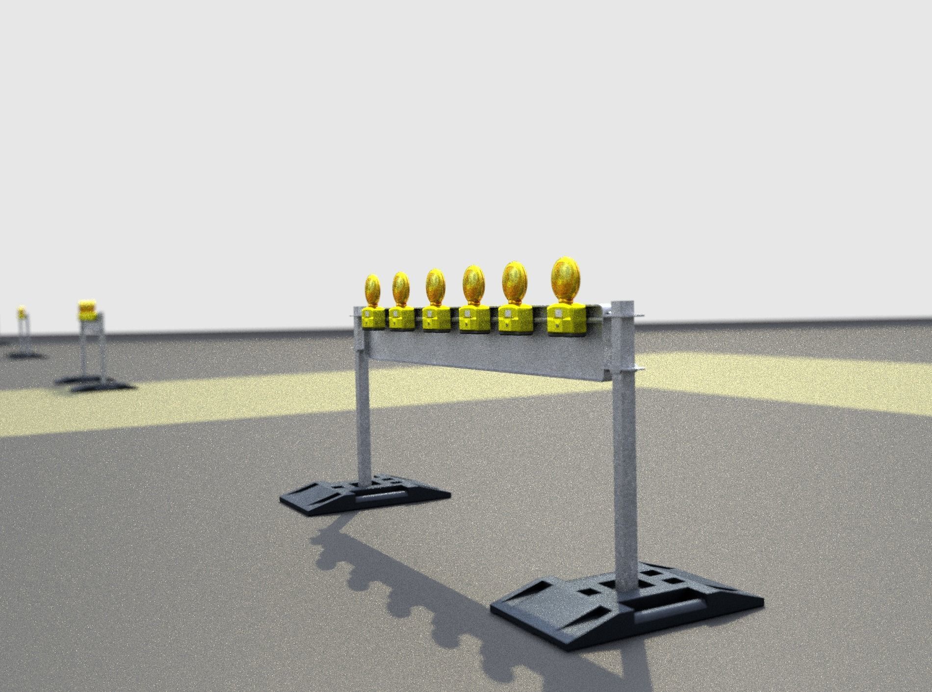 Construction Barrier 5 with warning lights 600-35 250x2000mm Low-poly 3D model_32