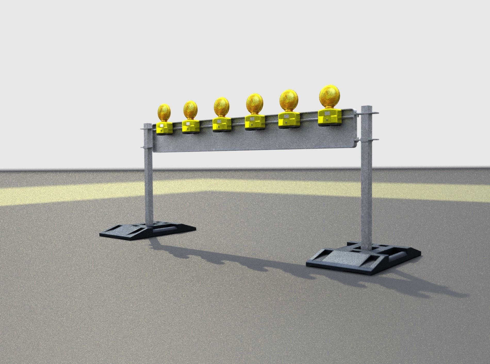 Construction Barrier 5 with warning lights 600-35 250x2000mm Low-poly 3D model_30
