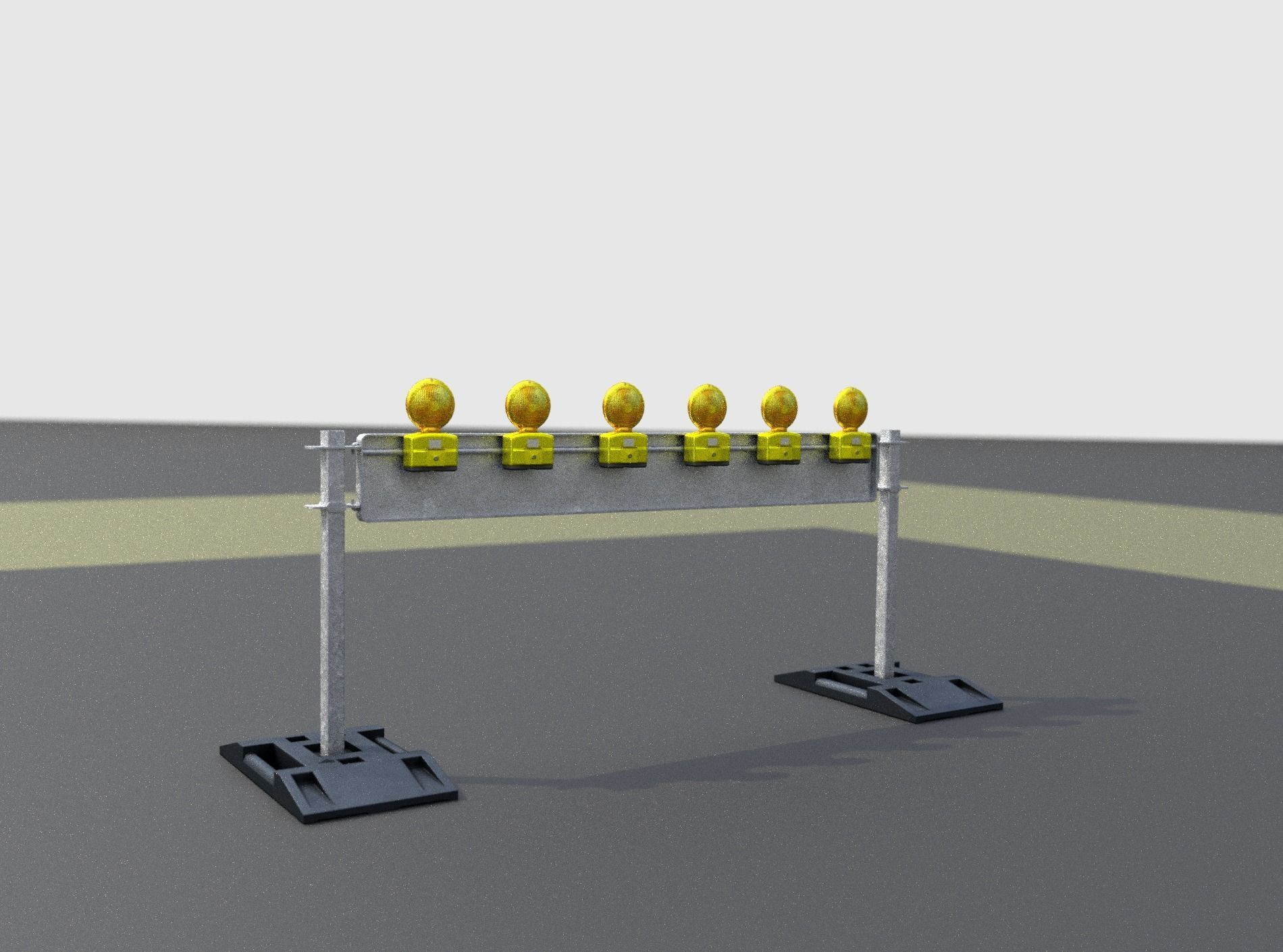 Construction Barrier 5 with warning lights 600-35 250x2000mm Low-poly 3D model_23