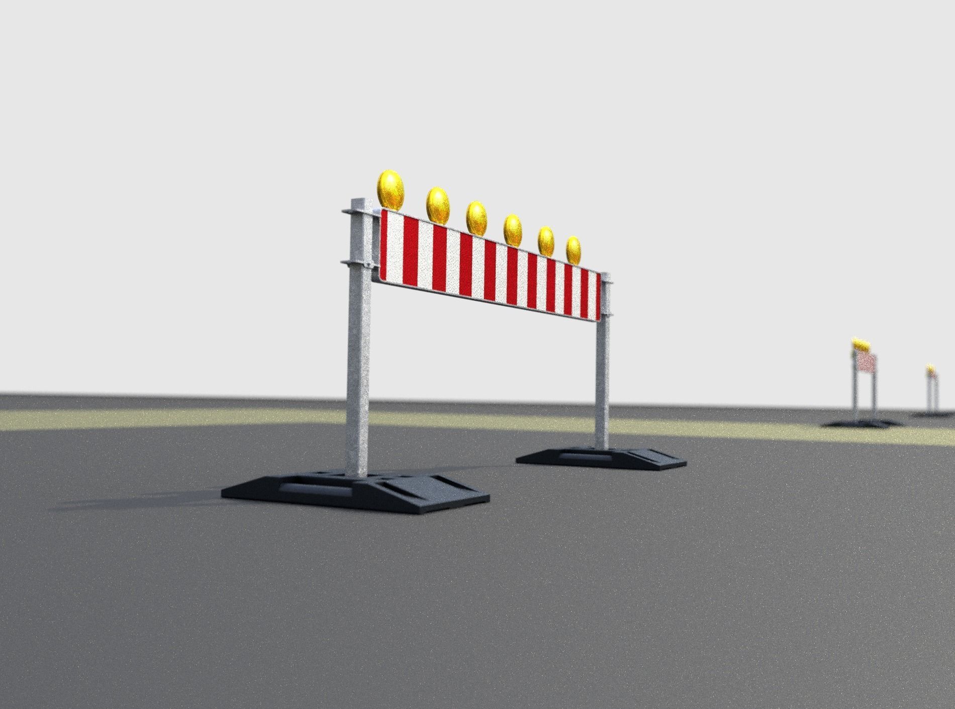 Construction Barrier 5 with warning lights 600-35 250x2000mm Low-poly 3D model_40
