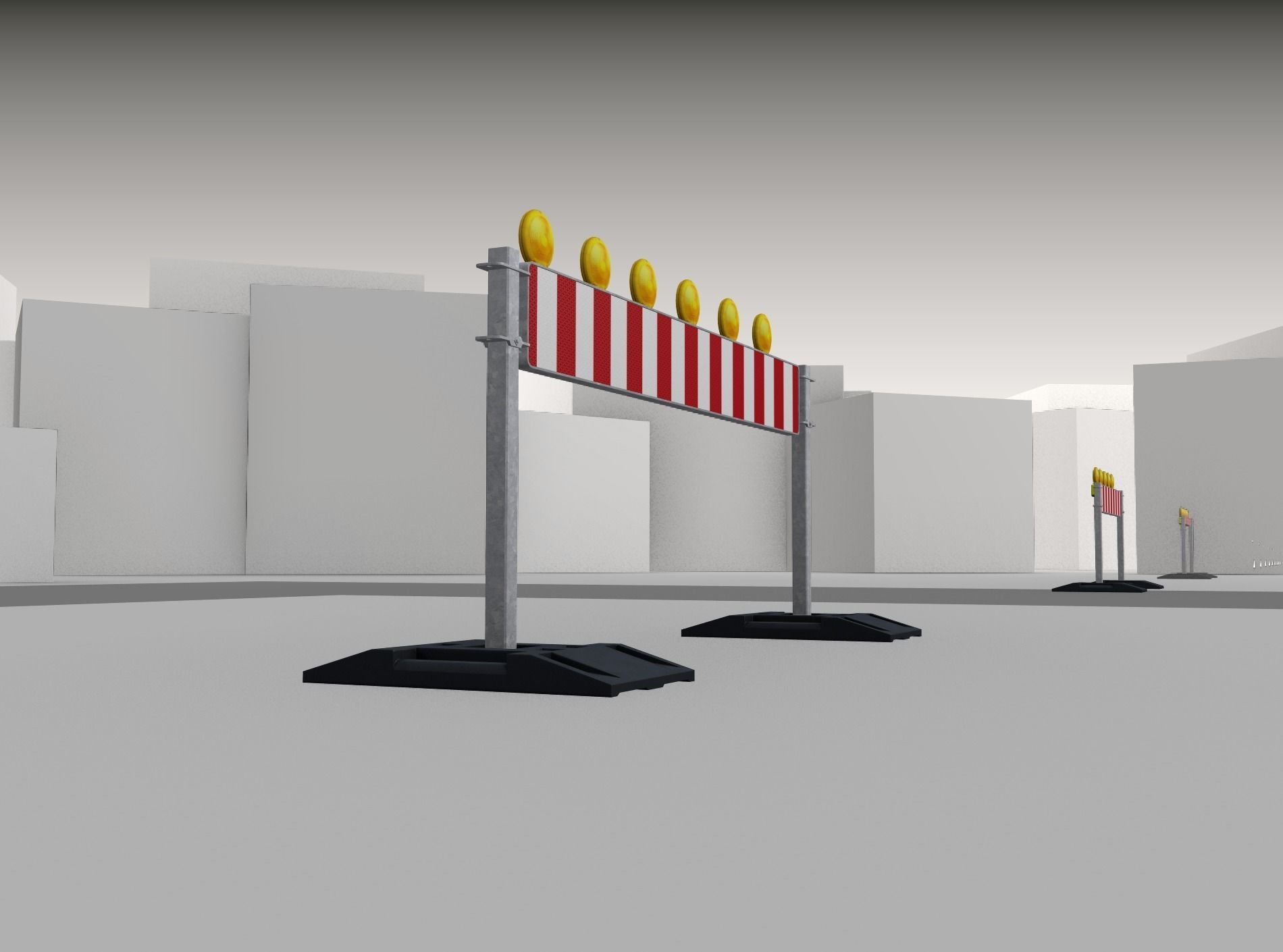 Construction Barrier 5 with warning lights 600-35 250x2000mm Low-poly 3D model_39