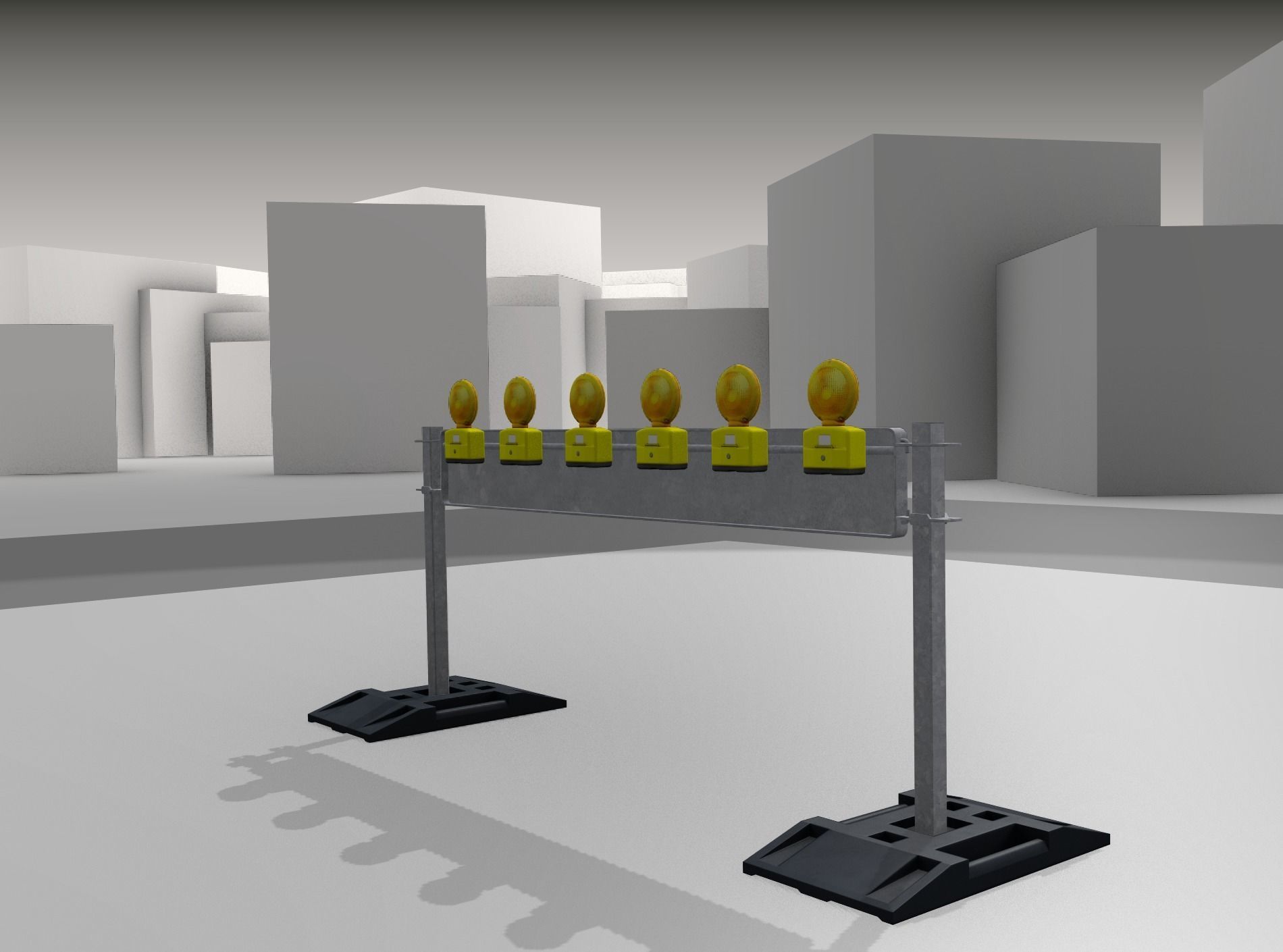 Construction Barrier 5 with warning lights 600-35 250x2000mm Low-poly 3D model_31