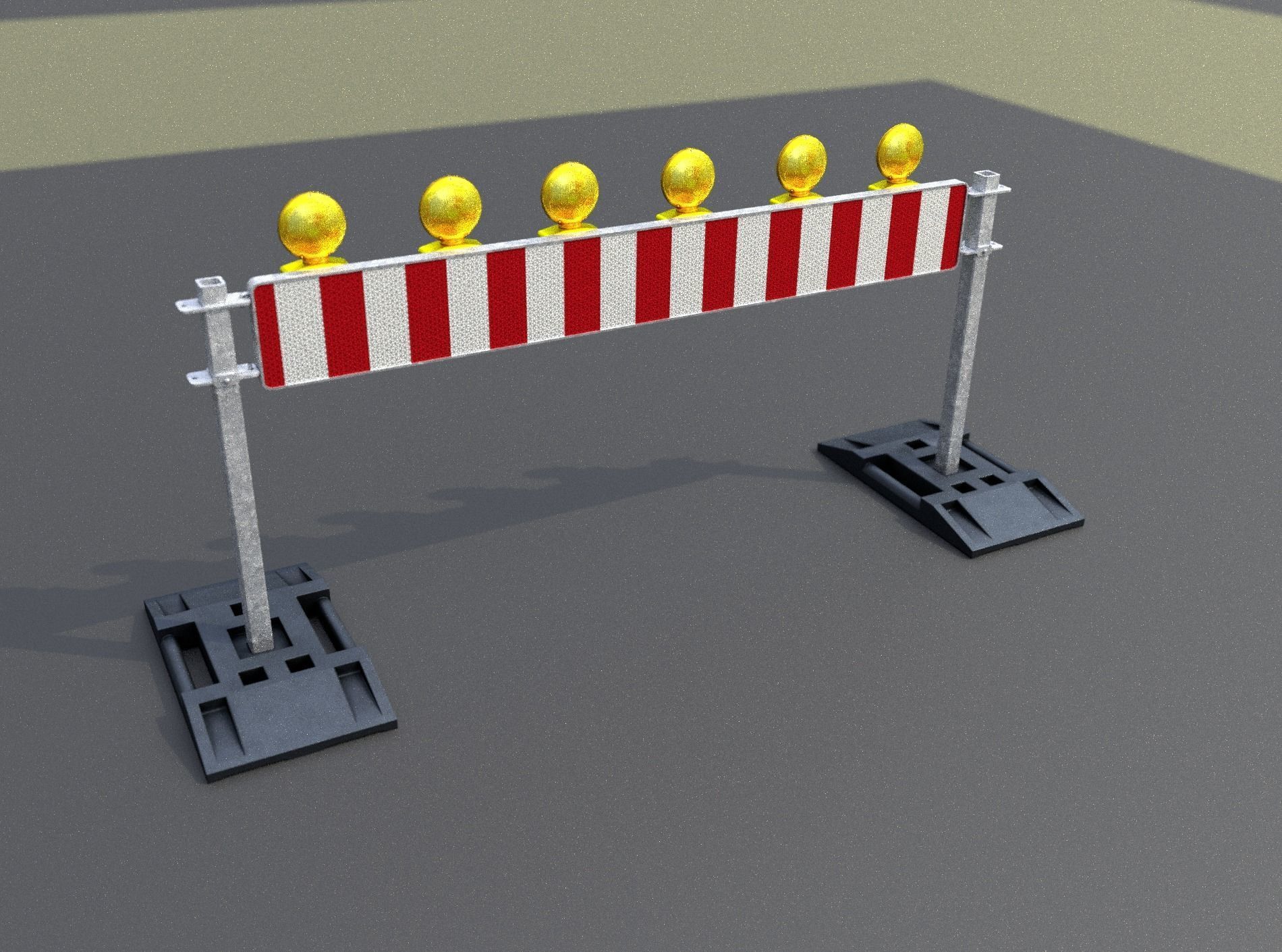 Construction Barrier 5 with warning lights 600-35 250x2000mm Low-poly 3D model_44