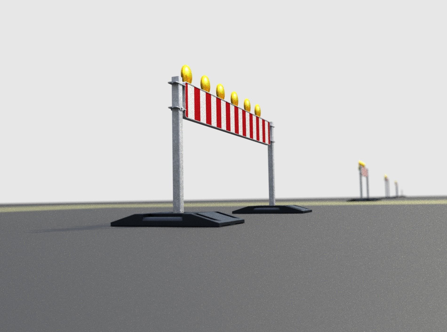 Construction Barrier 5 with warning lights 600-35 250x2000mm Low-poly 3D model_38
