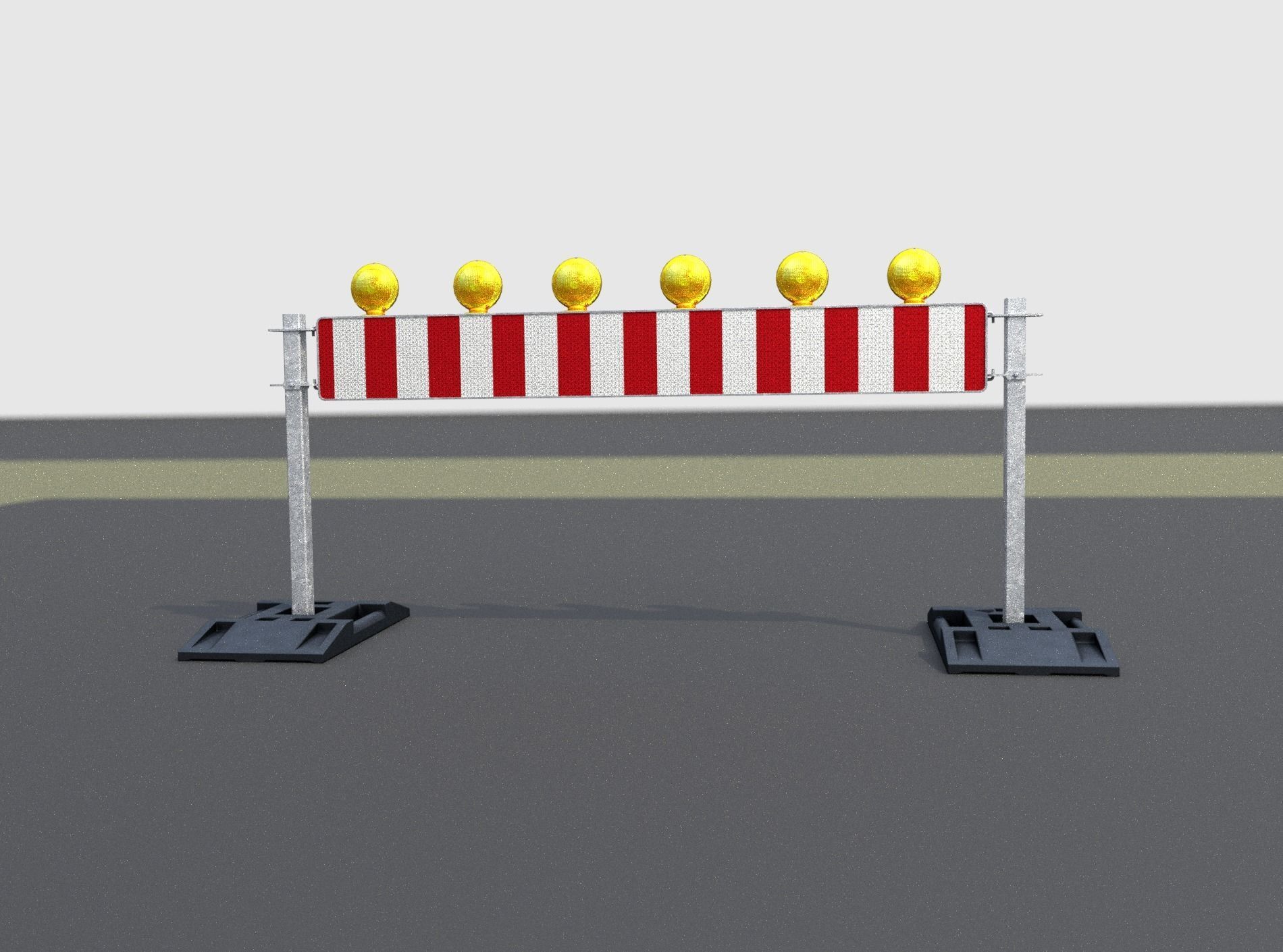 Construction Barrier 5 with warning lights 600-35 250x2000mm Low-poly 3D model_7