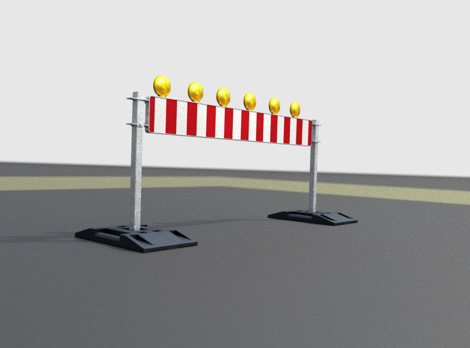 Construction Barrier 5 with warning lights 600-35 250x2000mm Low-poly 3D model_42