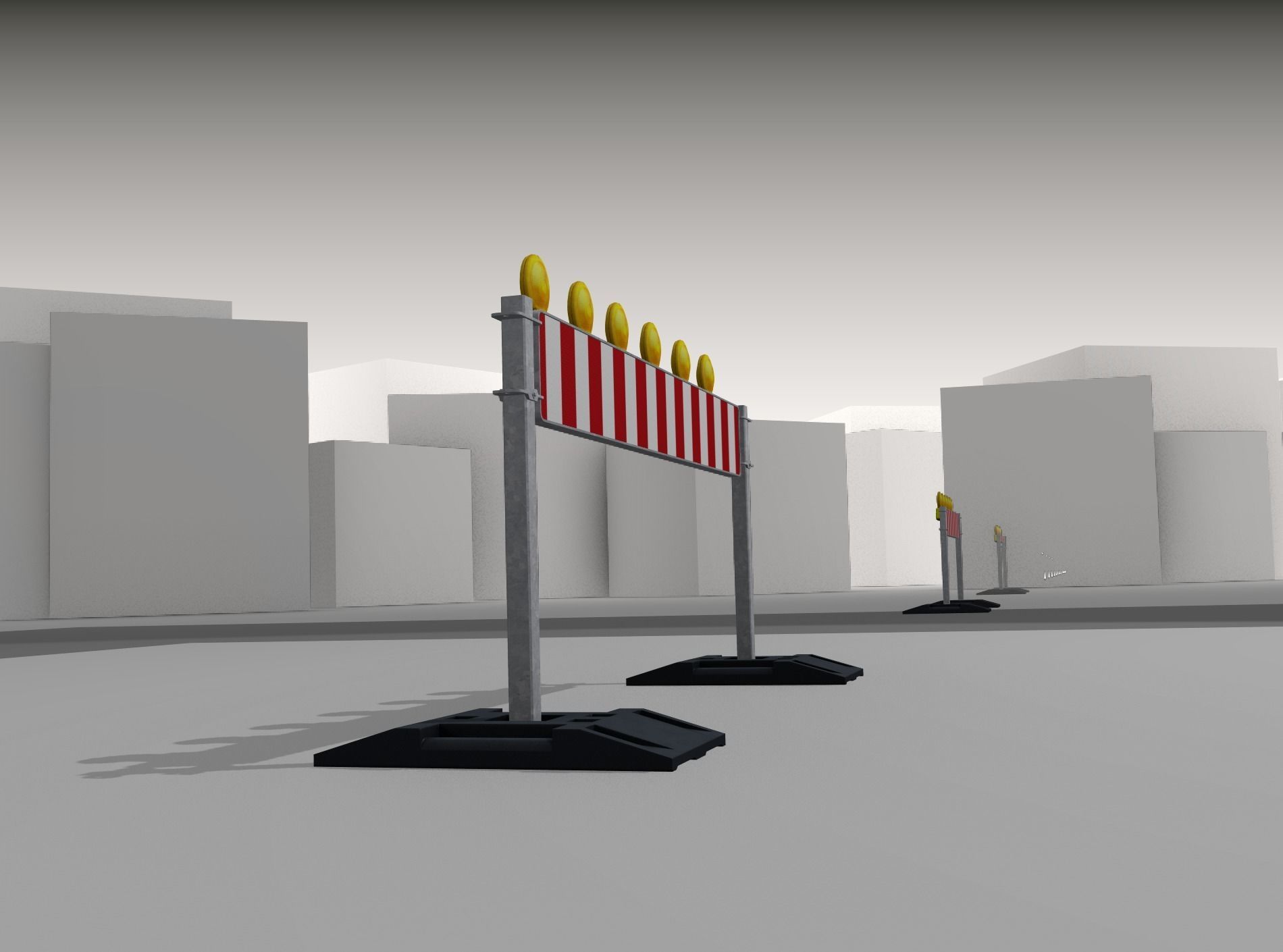 Construction Barrier 5 with warning lights 600-35 250x2000mm Low-poly 3D model_37