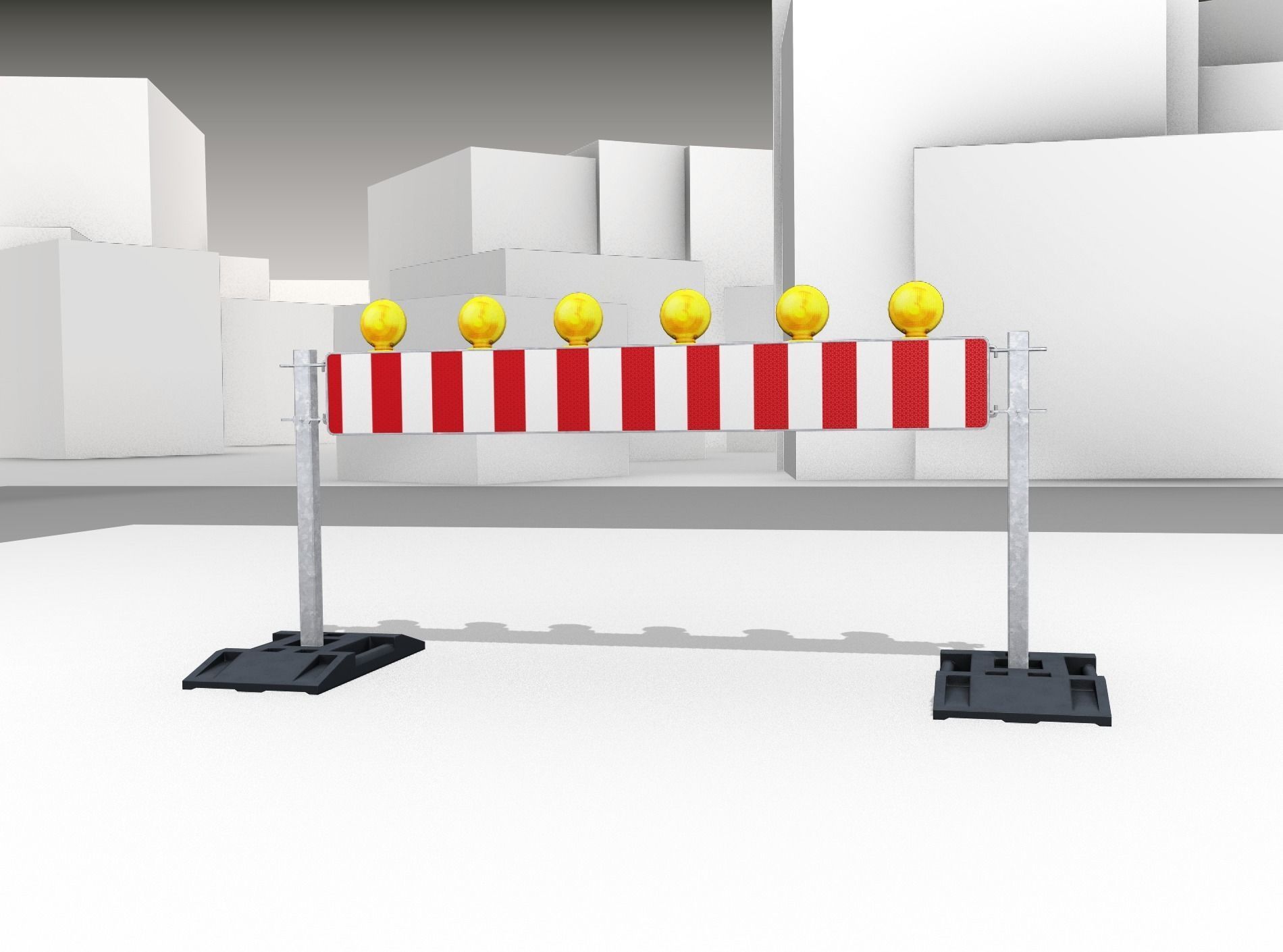 Construction Barrier 5 with warning lights 600-35 250x2000mm Low-poly 3D model_8