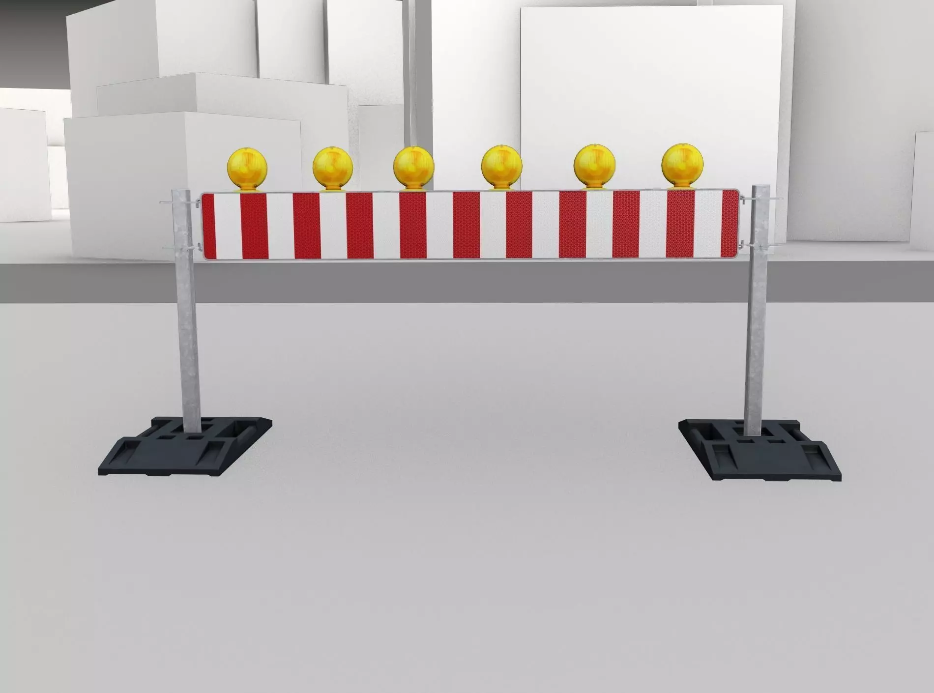 Construction Barrier 5 with warning lights 600-35 250x2000mm Low-poly 3D model_0