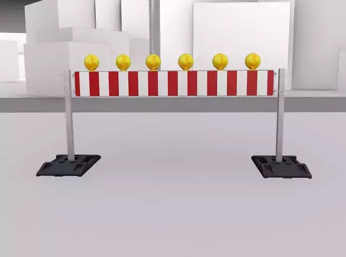 Construction Barrier 5 with warning lights 600-35 250x2000mm Low-poly 3D model