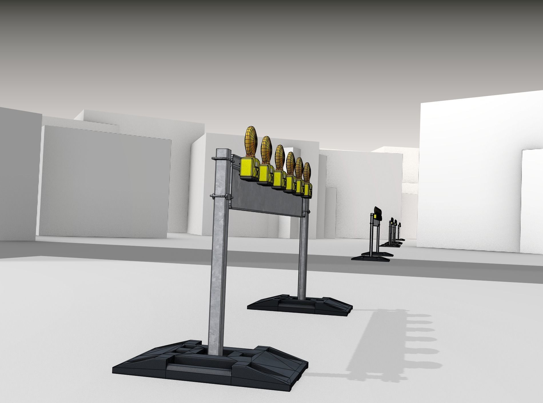 Construction Barrier 5 with warning lights 600-35 250x2000mm Low-poly 3D model_17