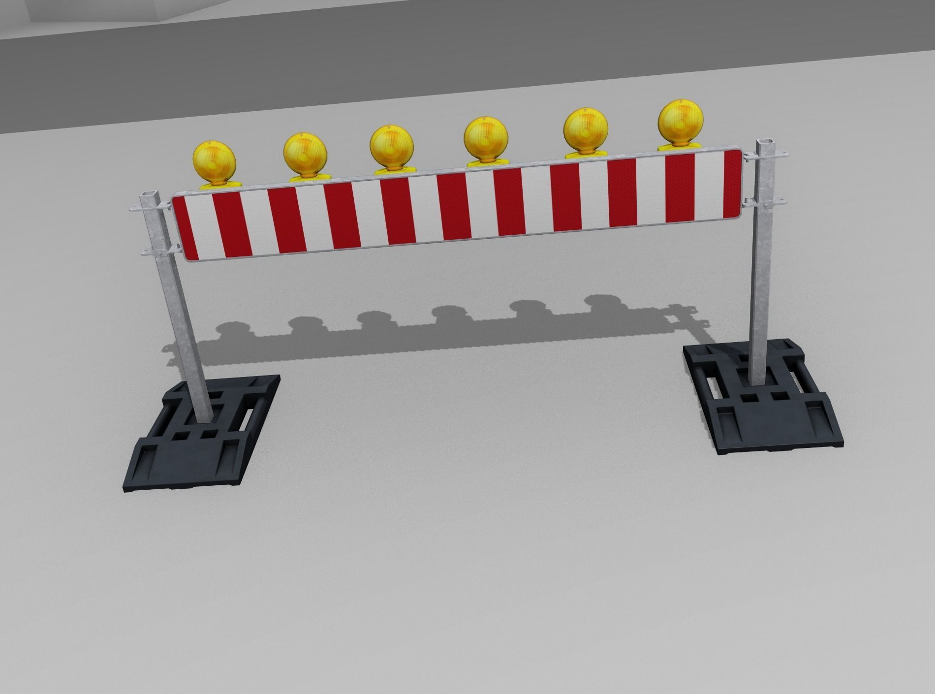 Construction Barrier 5 with warning lights 600-35 250x2000mm Low-poly 3D model_47
