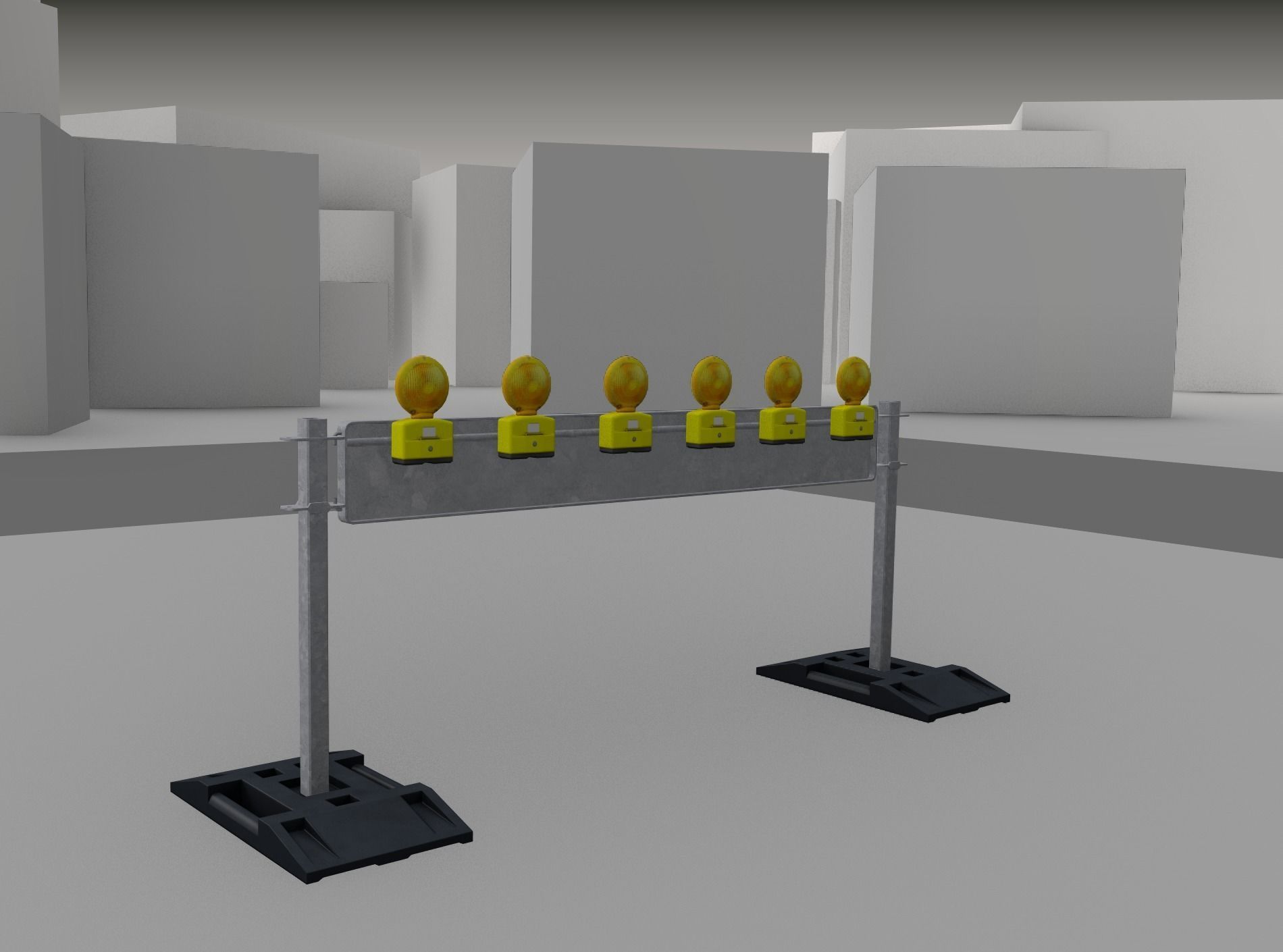 Construction Barrier 5 with warning lights 600-35 250x2000mm Low-poly 3D model_4