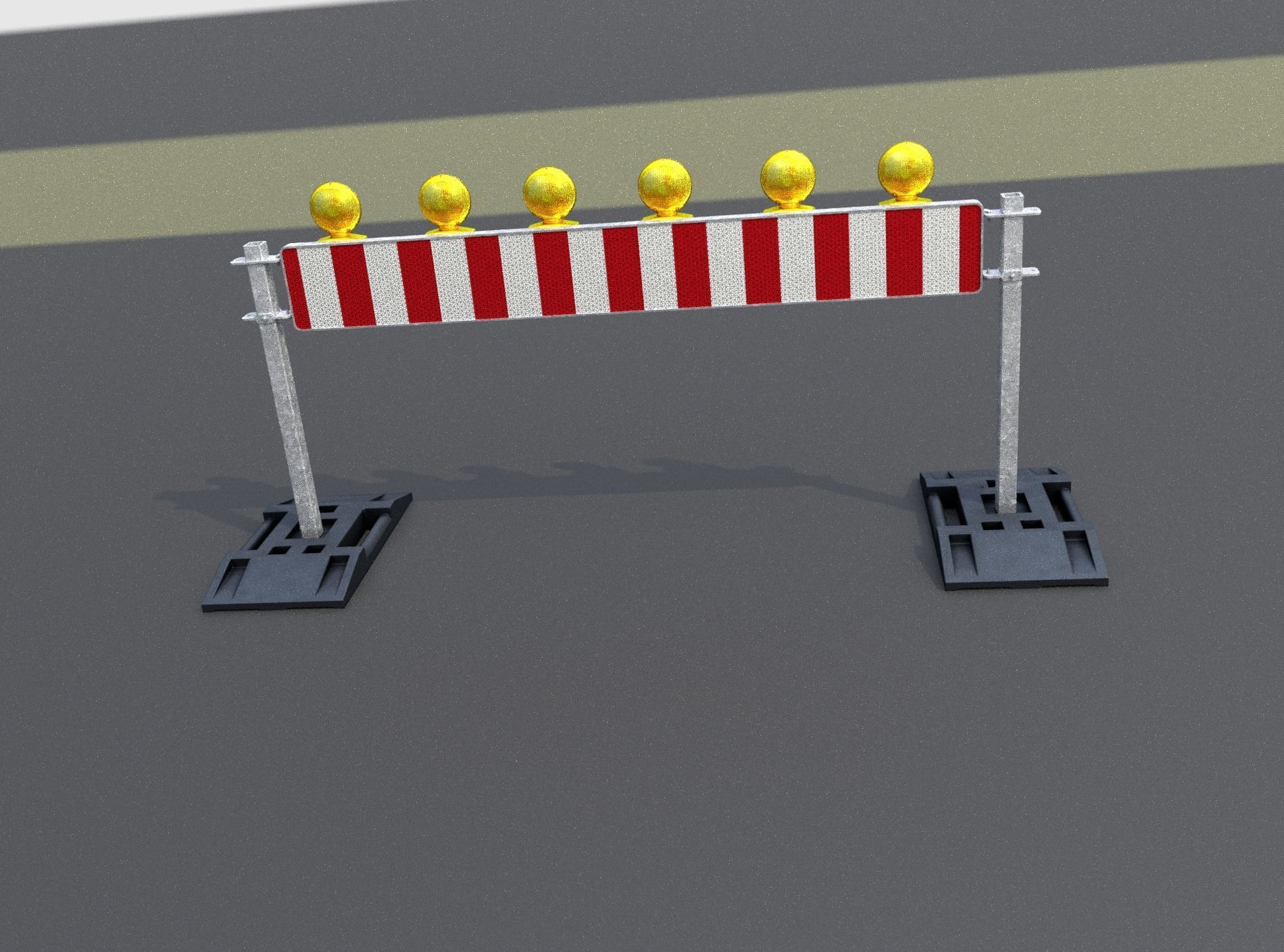 Construction Barrier 5 with warning lights 600-35 250x2000mm Low-poly 3D model_48