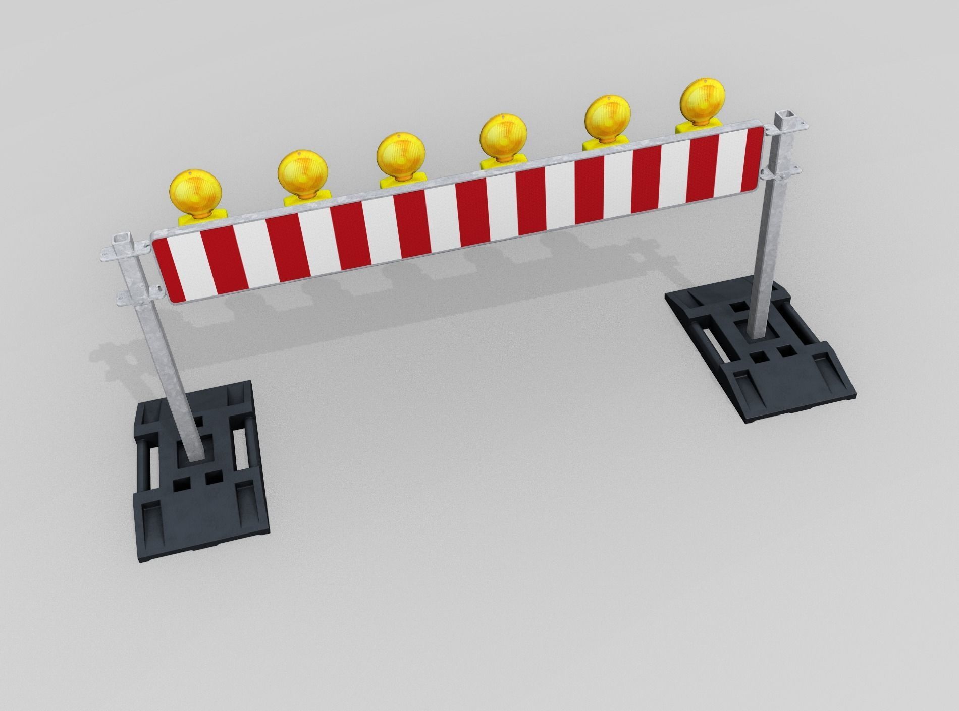 Construction Barrier 5 with warning lights 600-35 250x2000mm Low-poly 3D model_45