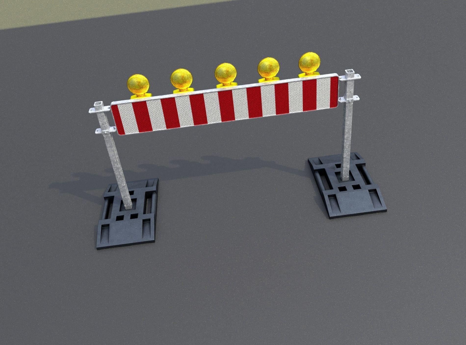 Construction Barrier 5 with warning lights 600-34 250x1600mm Low-poly 3D model_46
