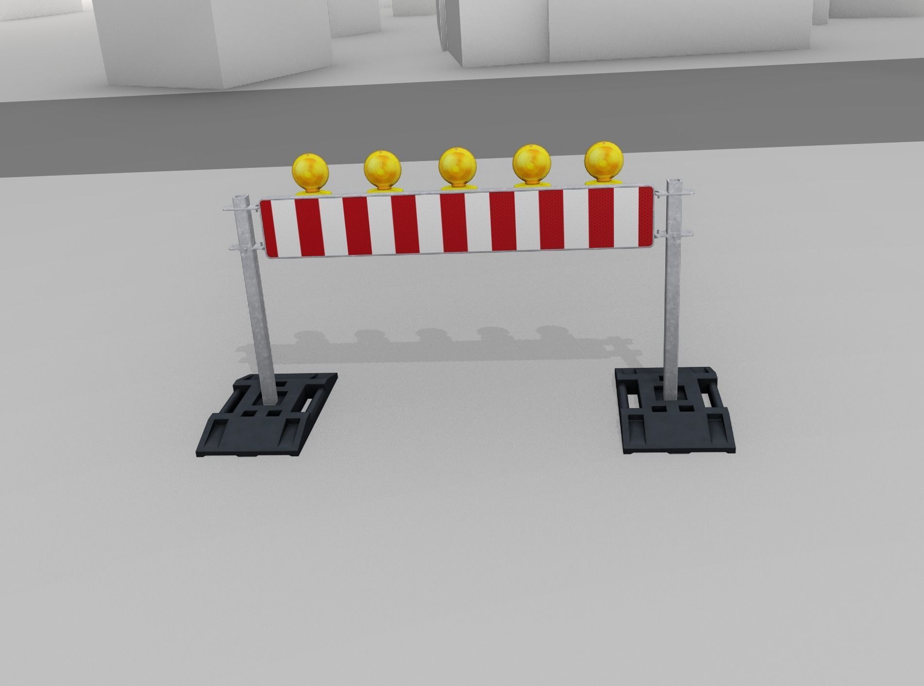 Construction Barrier 5 with warning lights 600-34 250x1600mm Low-poly 3D model_49