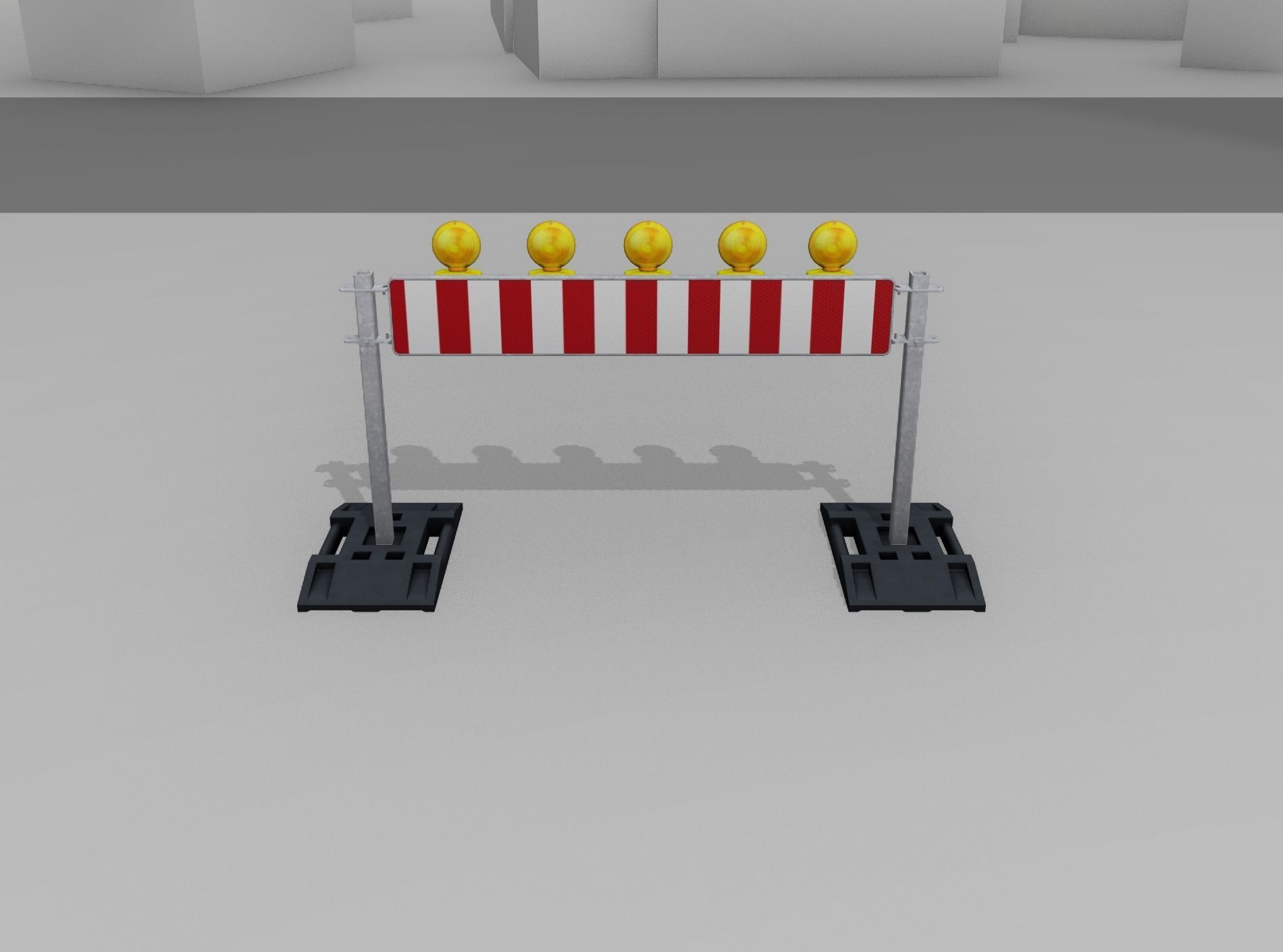 Construction Barrier 5 with warning lights 600-34 250x1600mm Low-poly 3D model_3