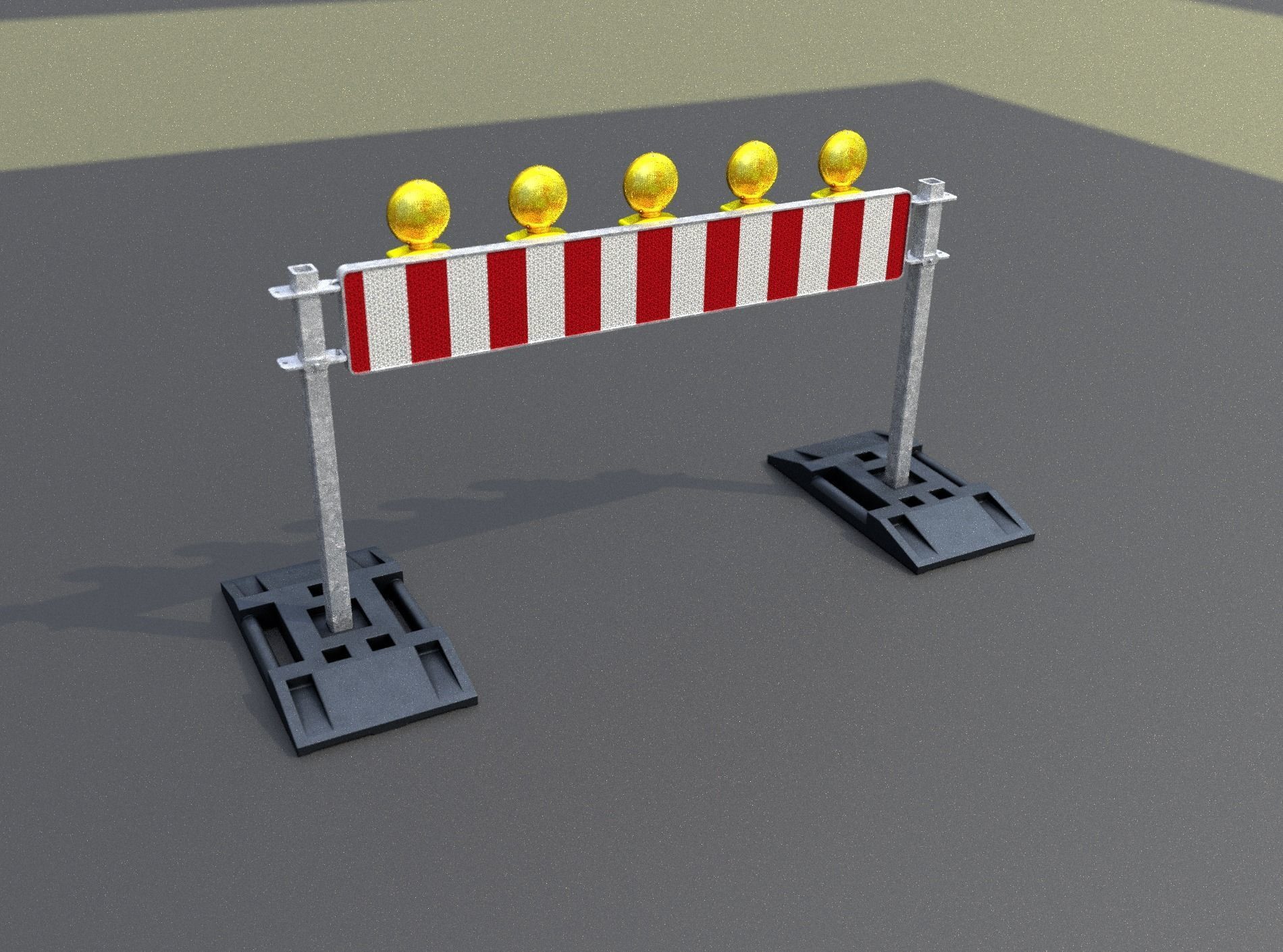 Construction Barrier 5 with warning lights 600-34 250x1600mm Low-poly 3D model_44