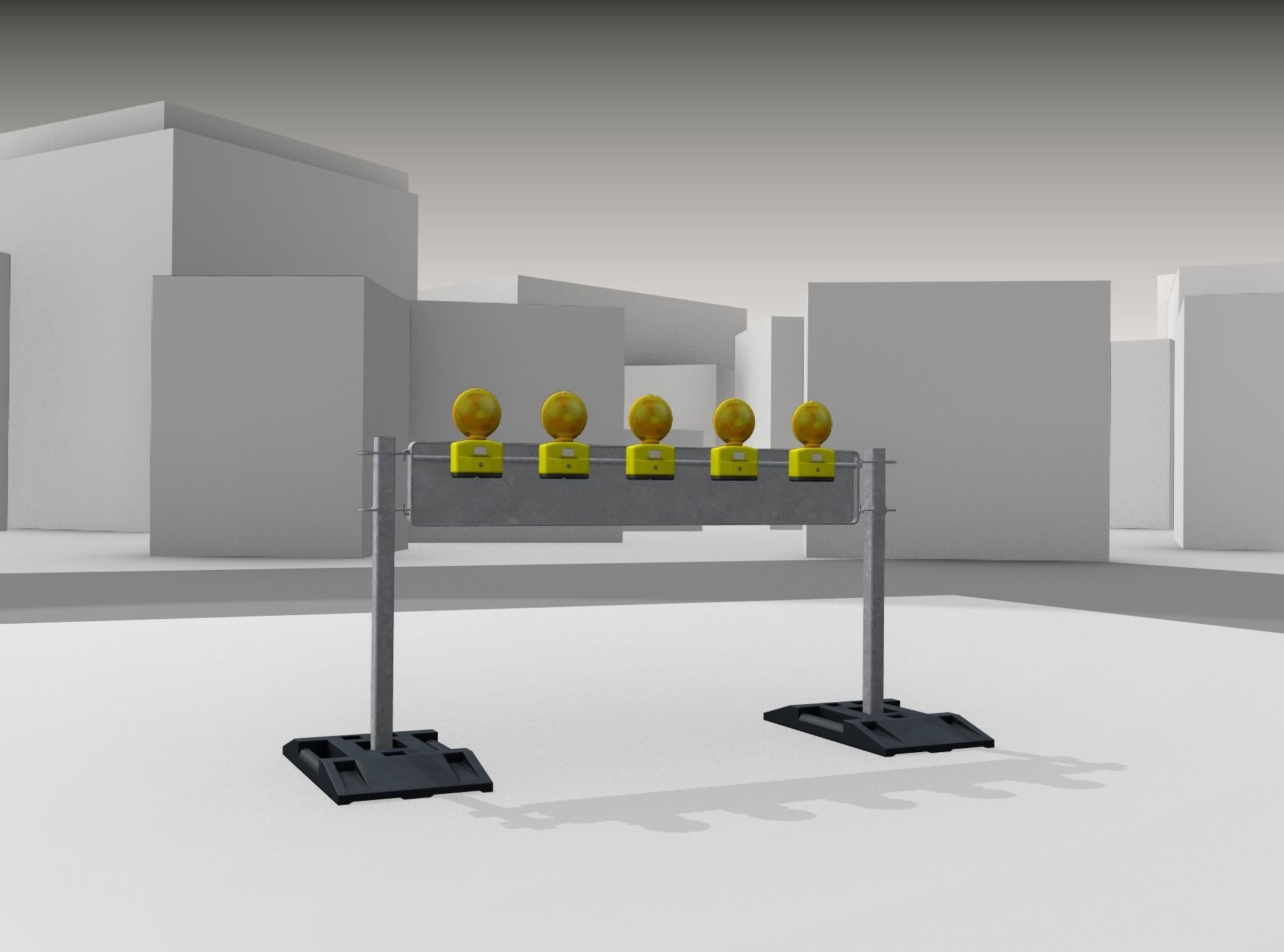 Construction Barrier 5 with warning lights 600-34 250x1600mm Low-poly 3D model_24