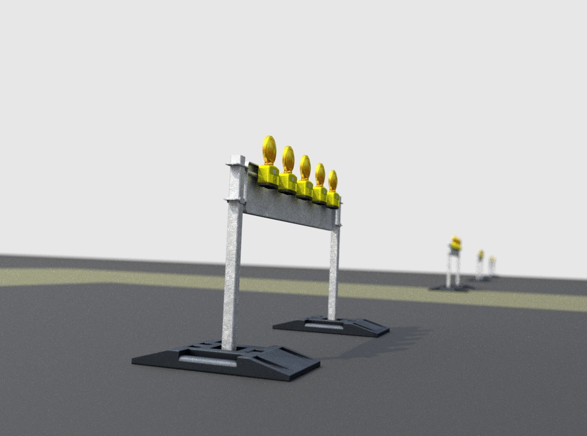 Construction Barrier 5 with warning lights 600-34 250x1600mm Low-poly 3D model_18