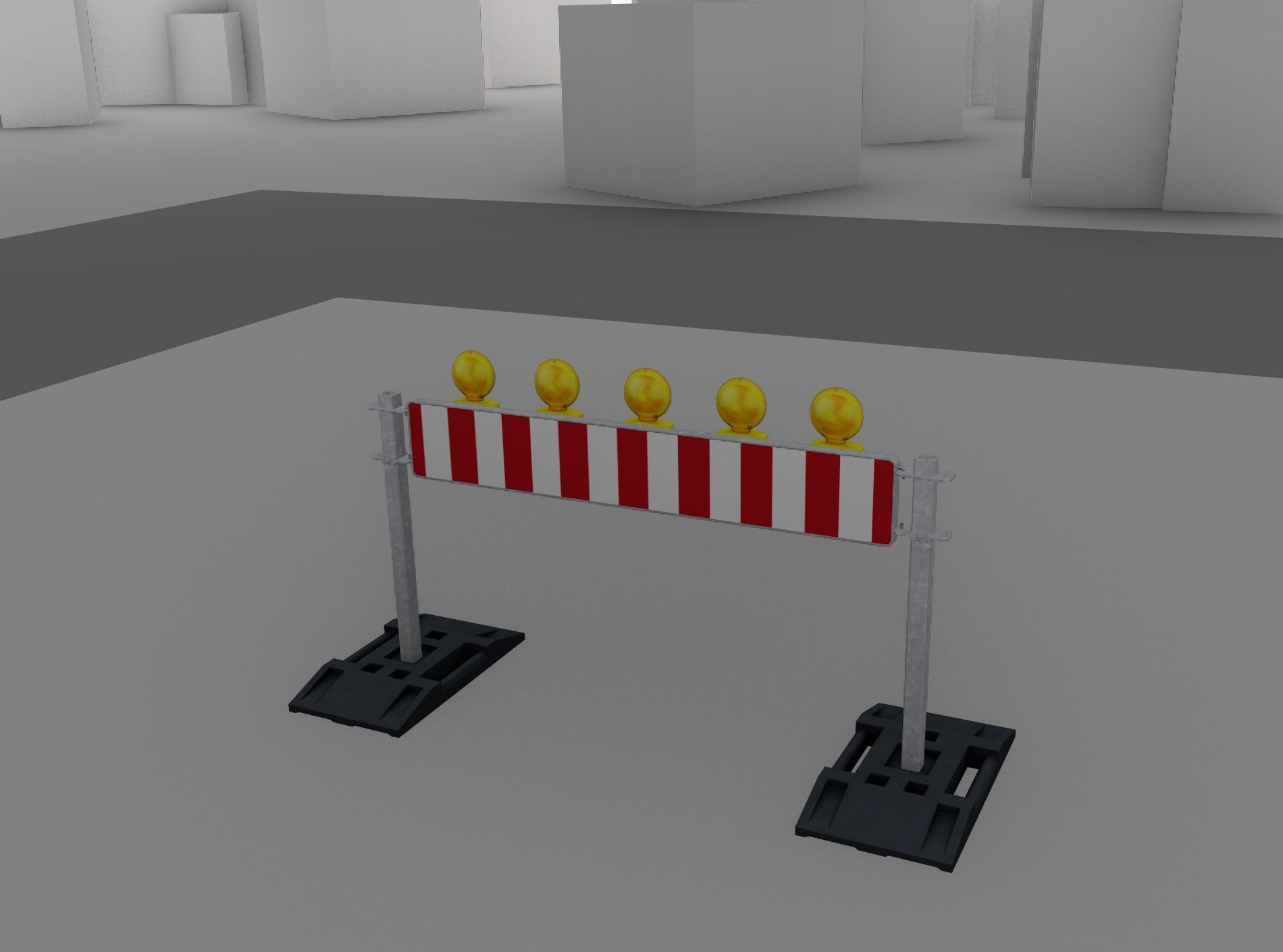 Construction Barrier 5 with warning lights 600-34 250x1600mm Low-poly 3D model_9