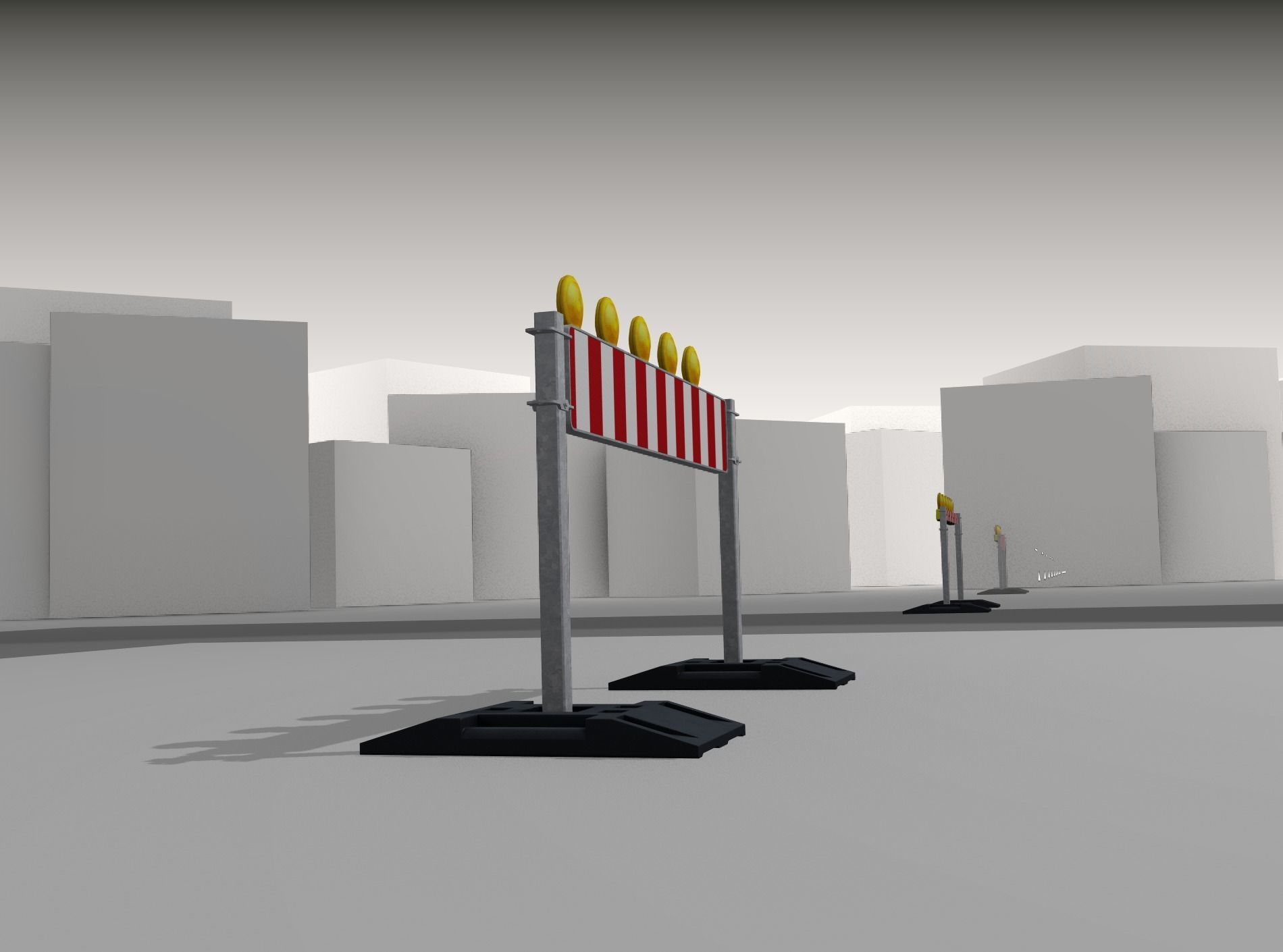 Construction Barrier 5 with warning lights 600-34 250x1600mm Low-poly 3D model_38