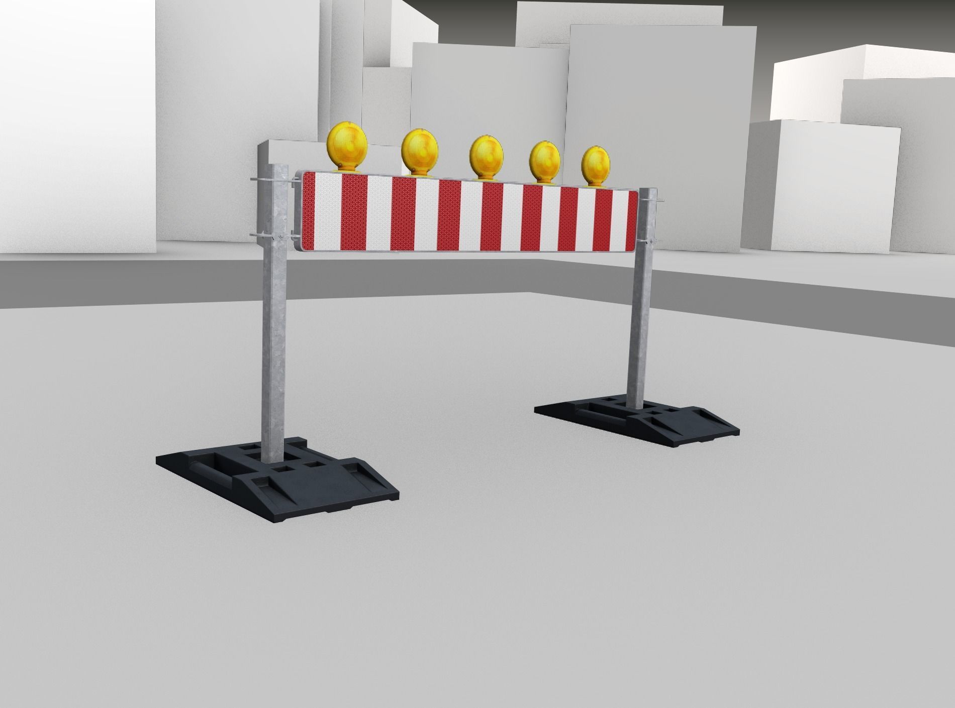 Construction Barrier 5 with warning lights 600-34 250x1600mm Low-poly 3D model_43