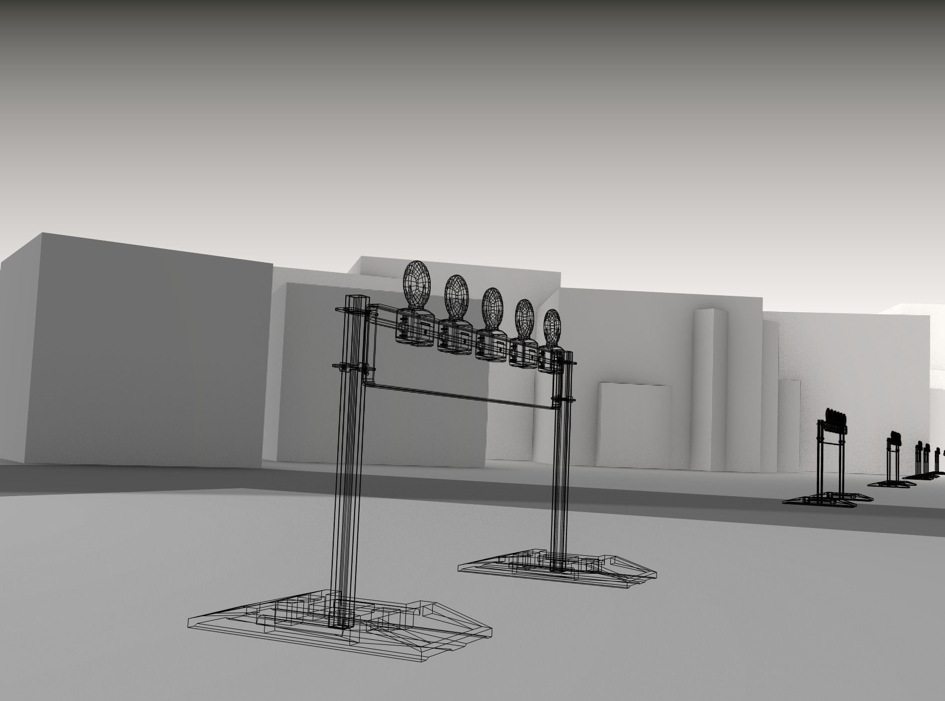 Construction Barrier 5 with warning lights 600-34 250x1600mm Low-poly 3D model_19