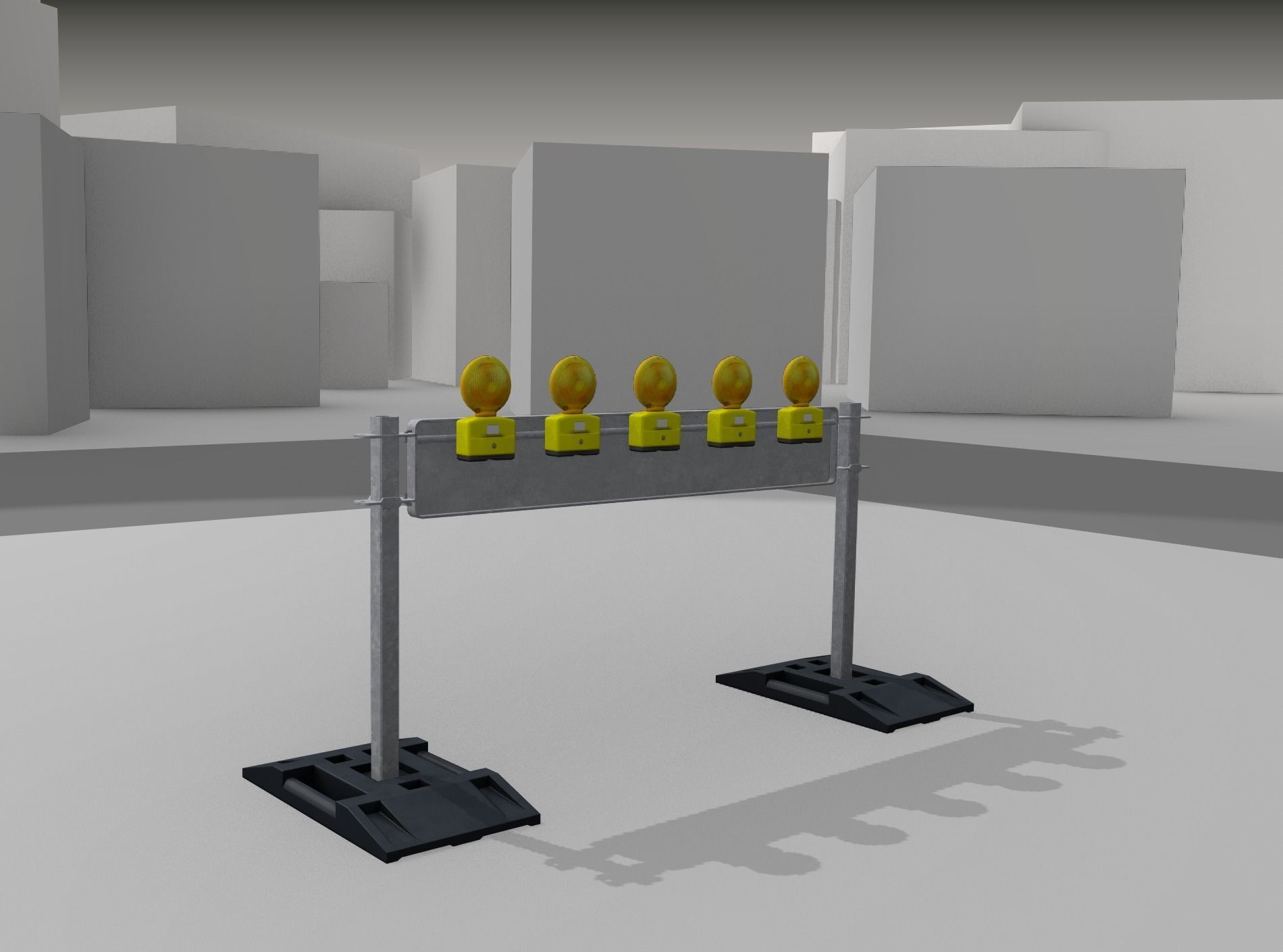Construction Barrier 5 with warning lights 600-34 250x1600mm Low-poly 3D model_22