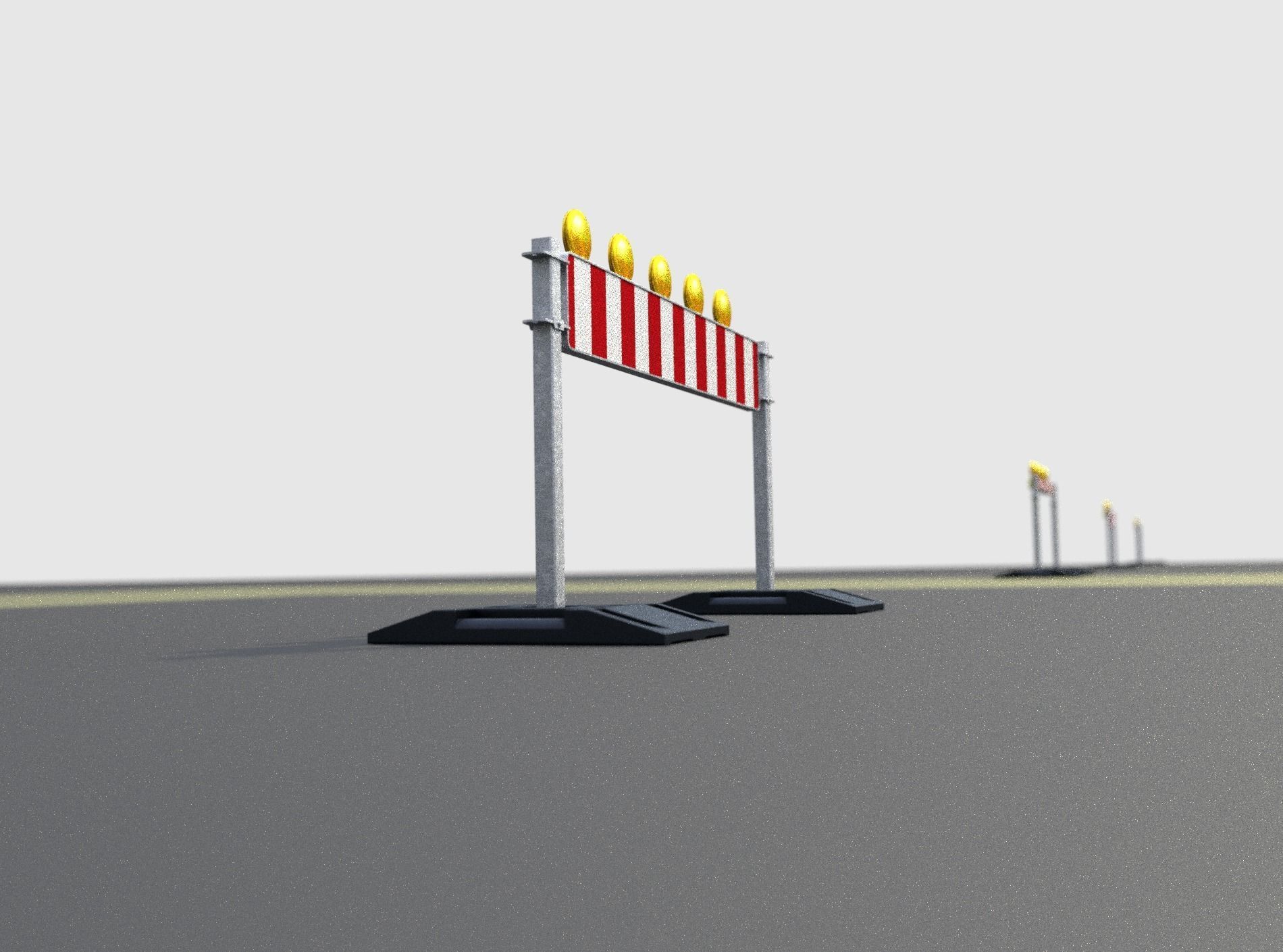 Construction Barrier 5 with warning lights 600-34 250x1600mm Low-poly 3D model_39