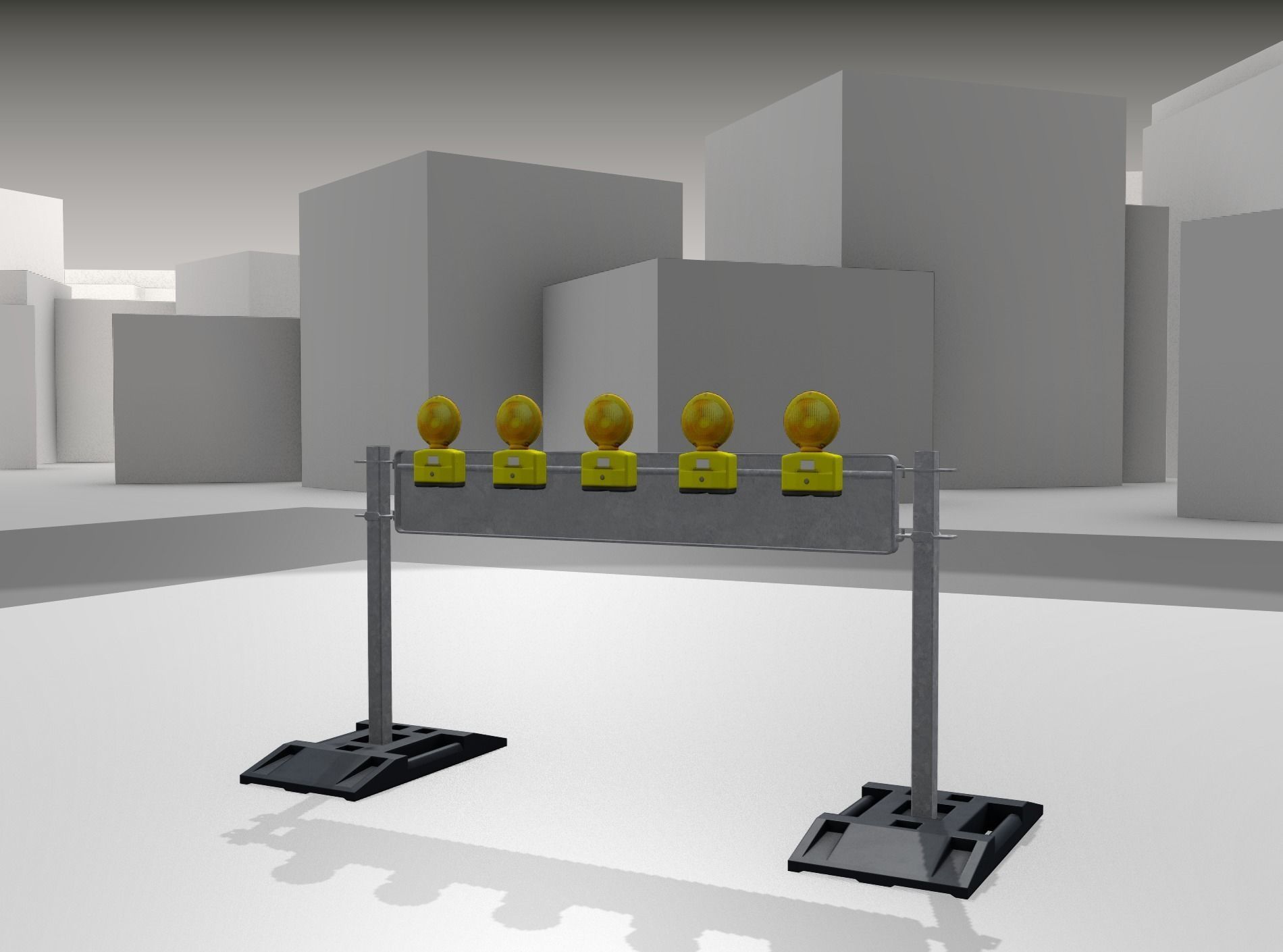 Construction Barrier 5 with warning lights 600-34 250x1600mm Low-poly 3D model_30