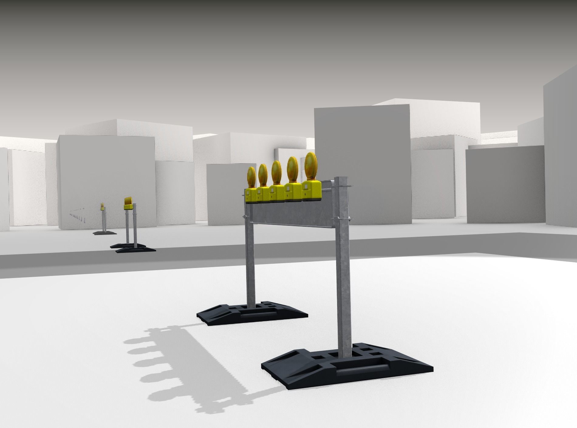 Construction Barrier 5 with warning lights 600-34 250x1600mm Low-poly 3D model_34