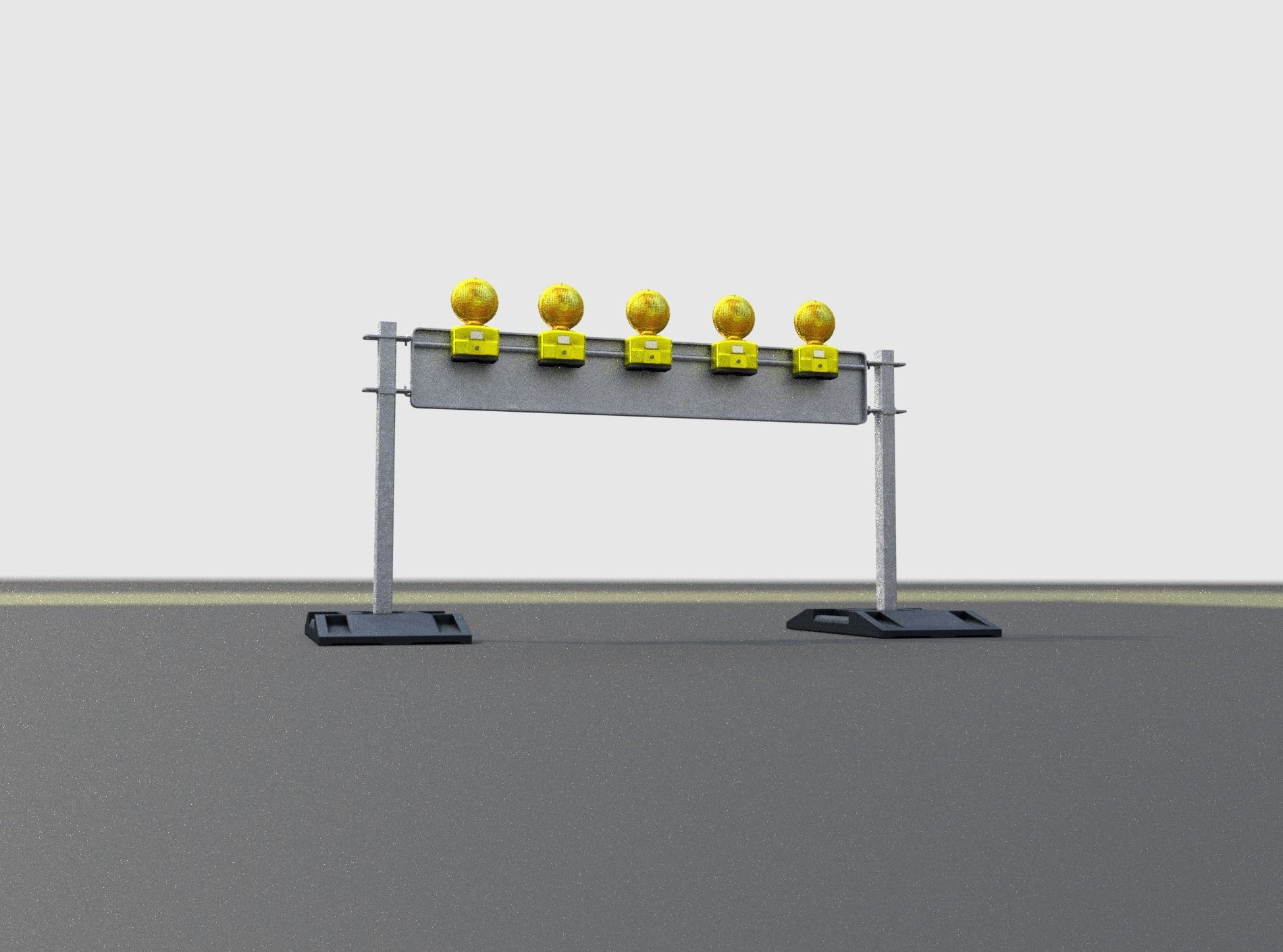 Construction Barrier 5 with warning lights 600-34 250x1600mm Low-poly 3D model_25
