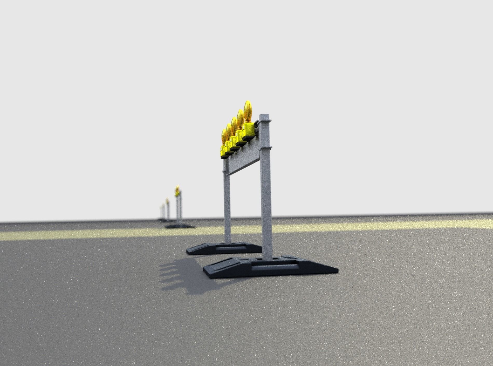 Construction Barrier 5 with warning lights 600-34 250x1600mm Low-poly 3D model_35