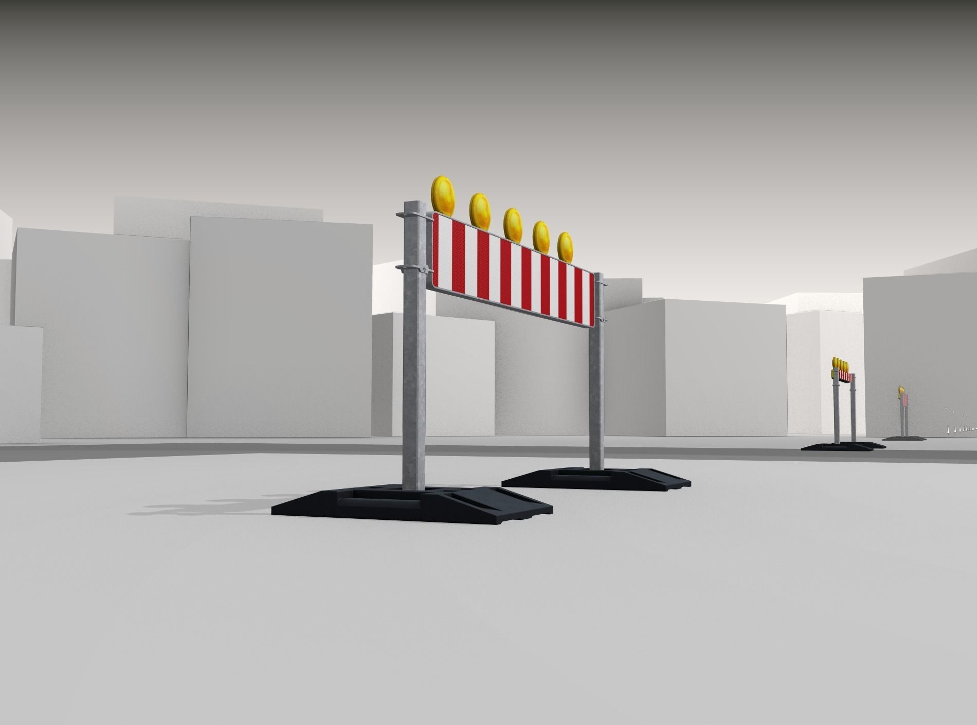 Construction Barrier 5 with warning lights 600-34 250x1600mm Low-poly 3D model_40