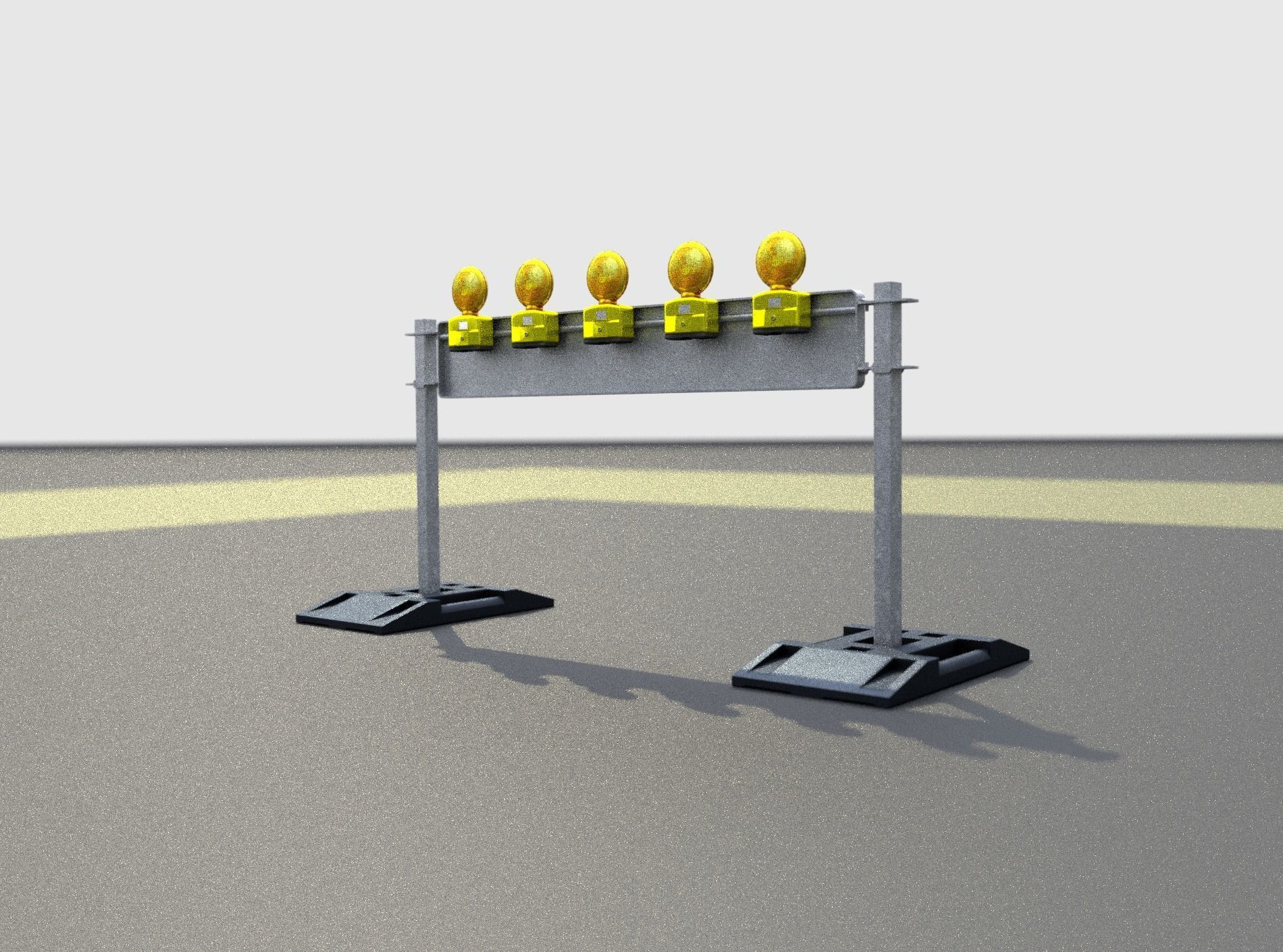 Construction Barrier 5 with warning lights 600-34 250x1600mm Low-poly 3D model_31