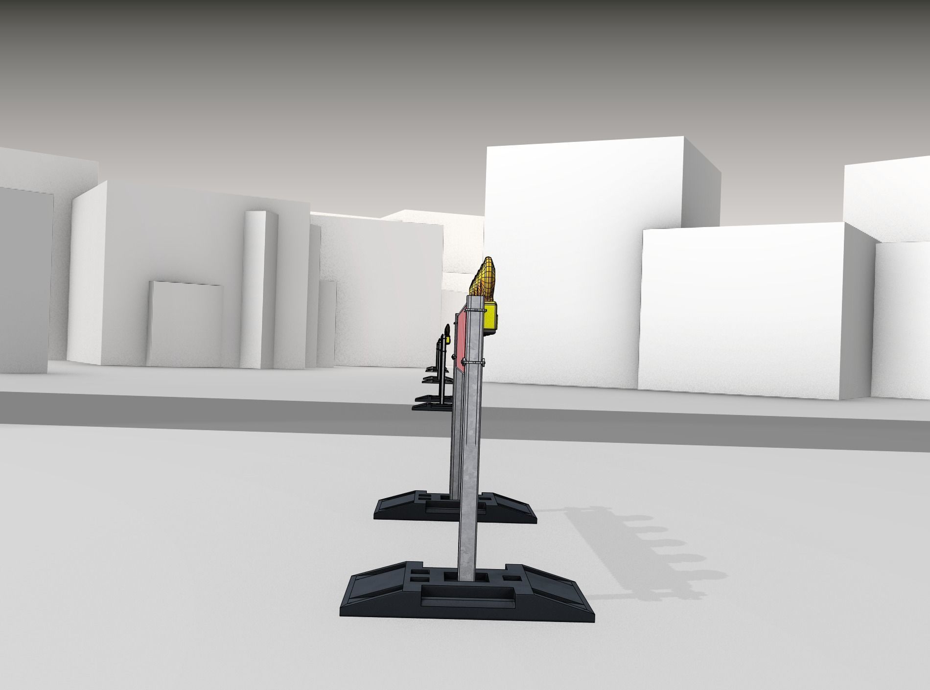 Construction Barrier 5 with warning lights 600-34 250x1600mm Low-poly 3D model_15