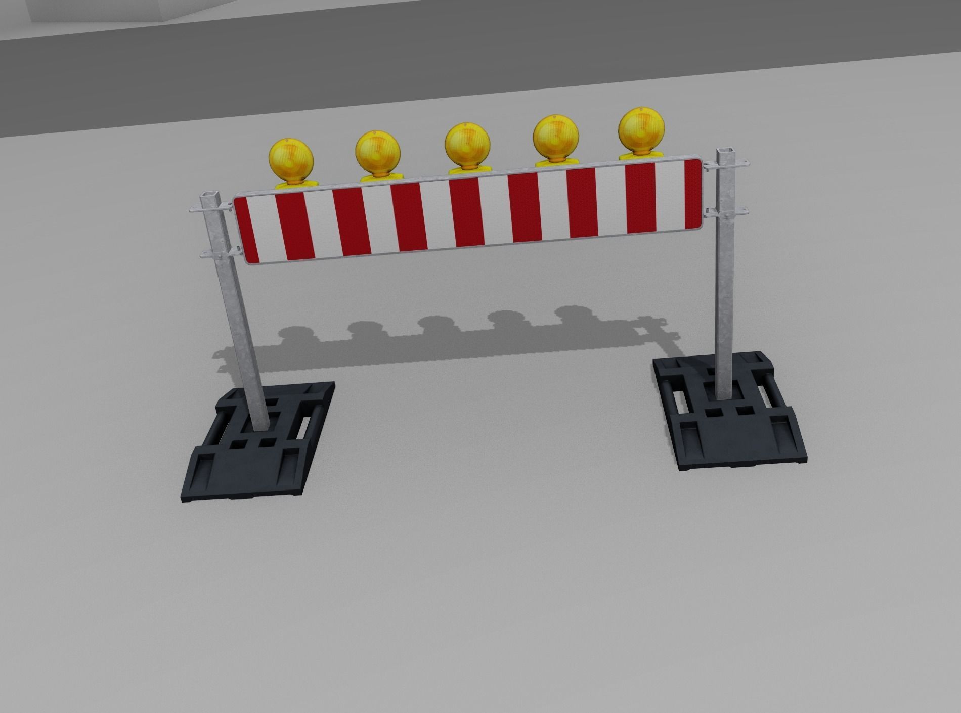 Construction Barrier 5 with warning lights 600-34 250x1600mm Low-poly 3D model_47