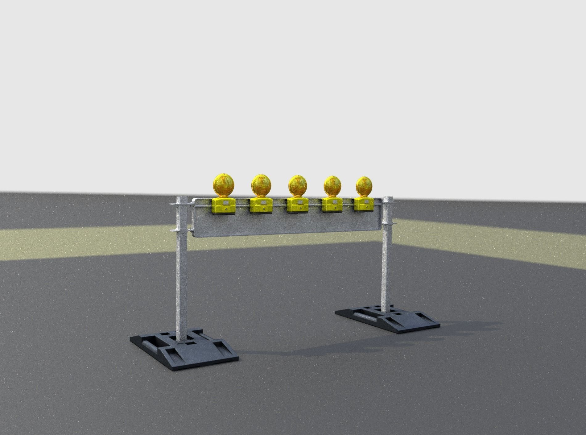 Construction Barrier 5 with warning lights 600-34 250x1600mm Low-poly 3D model_23